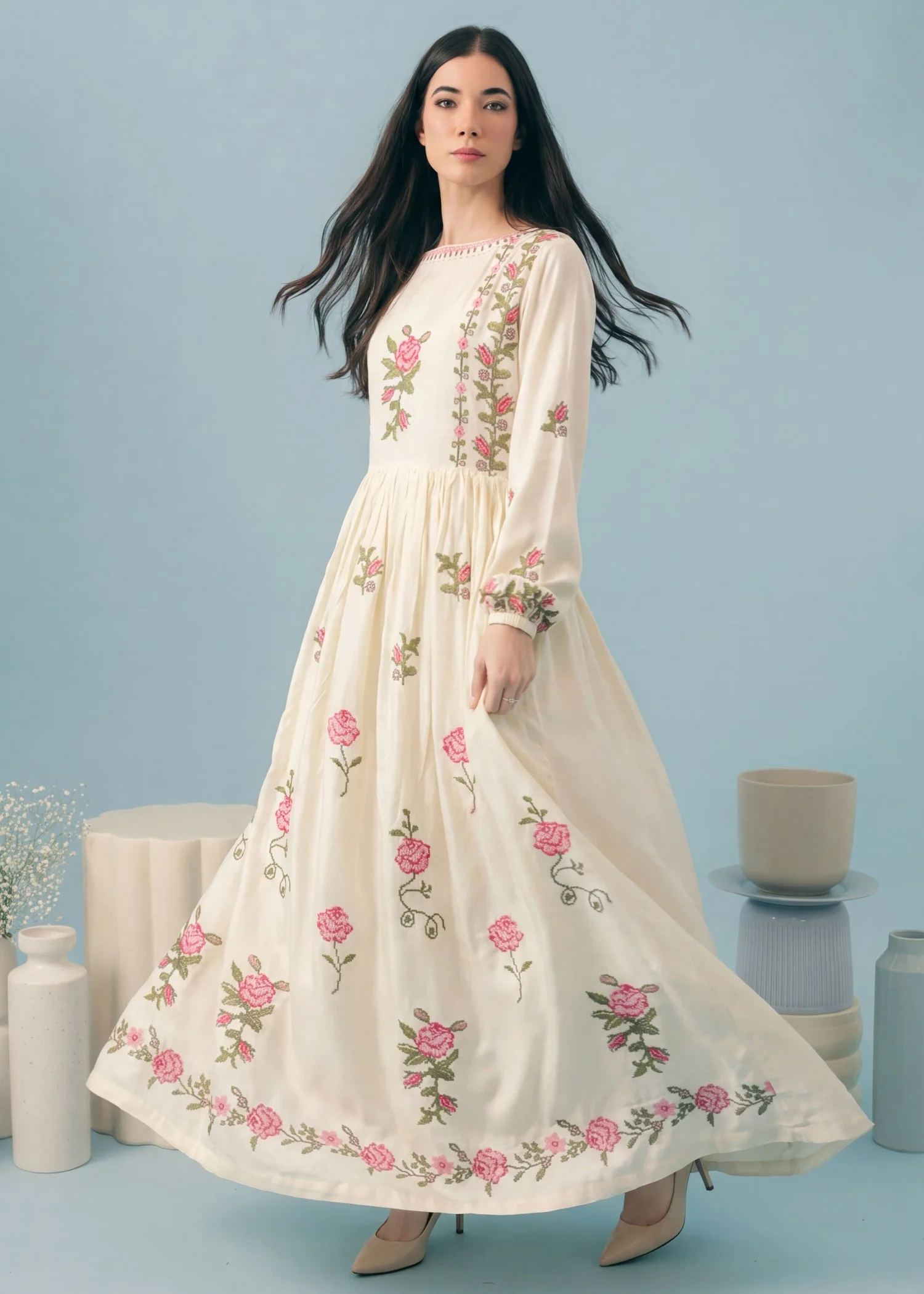 linen Pishwas in Ivory - view 7