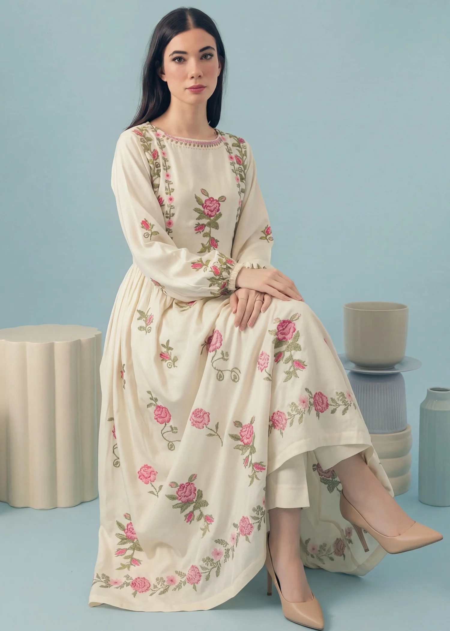 linen Pishwas in Ivory - view 5