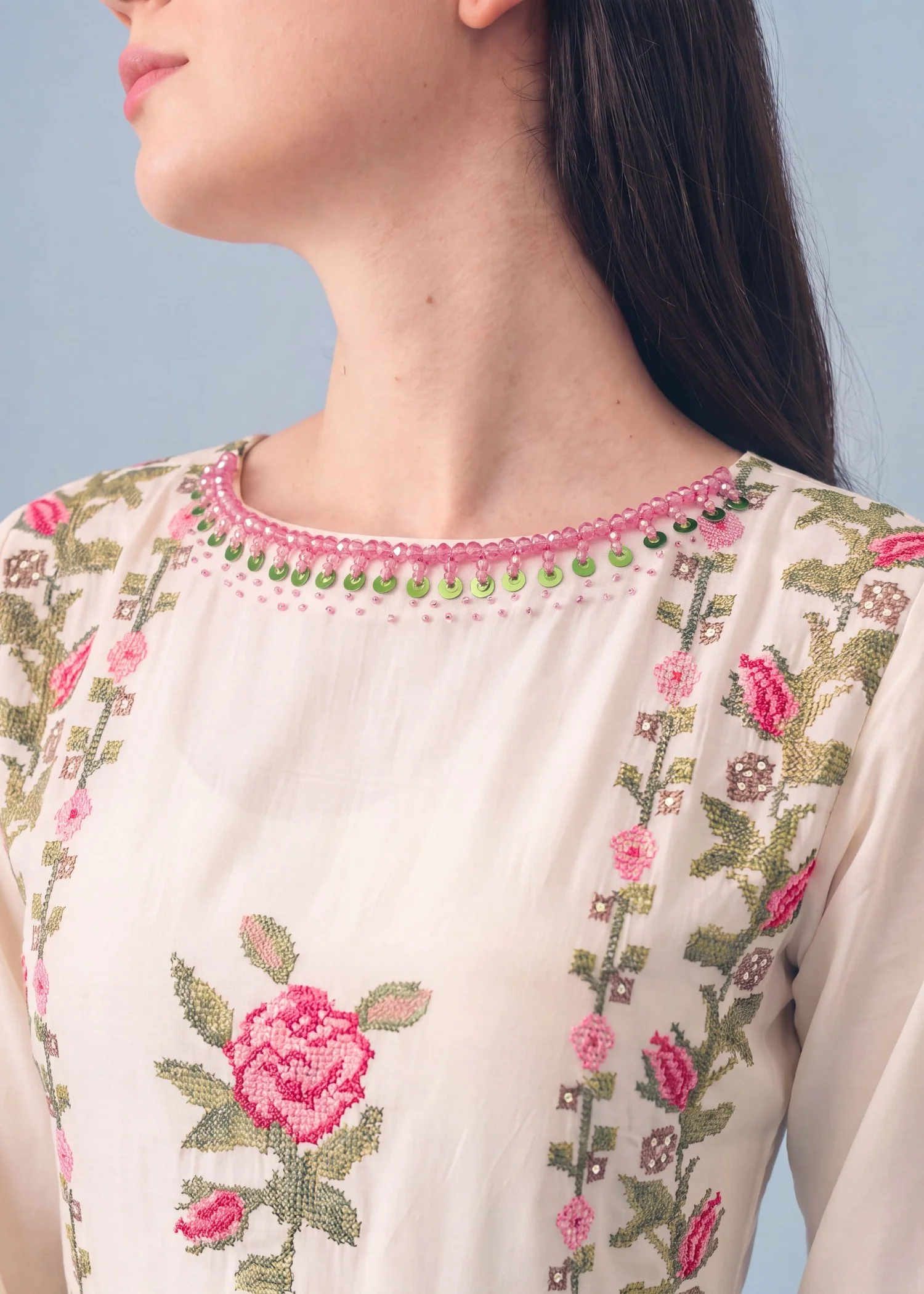 linen Pishwas in Ivory - view 3