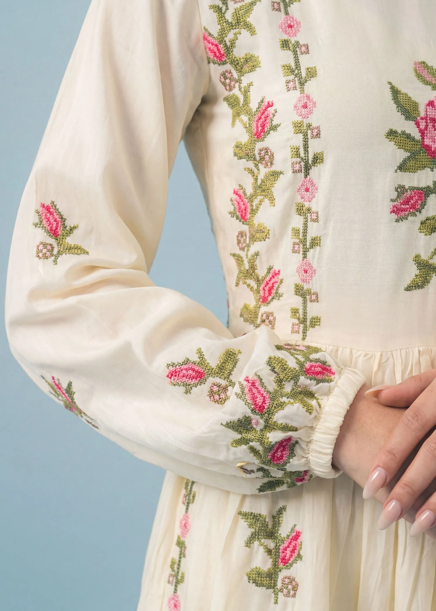 linen Pishwas in Ivory - view 4