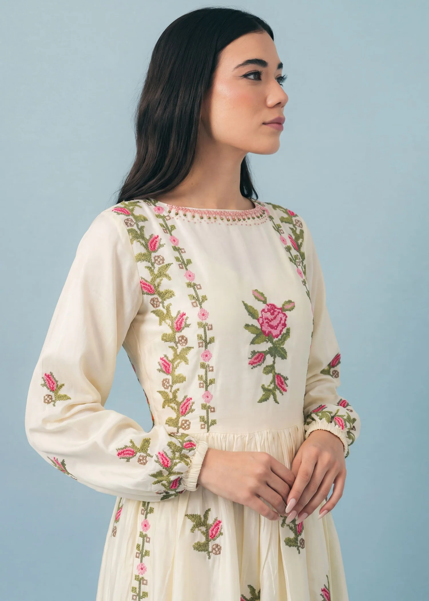 linen Pishwas in Ivory - view 6