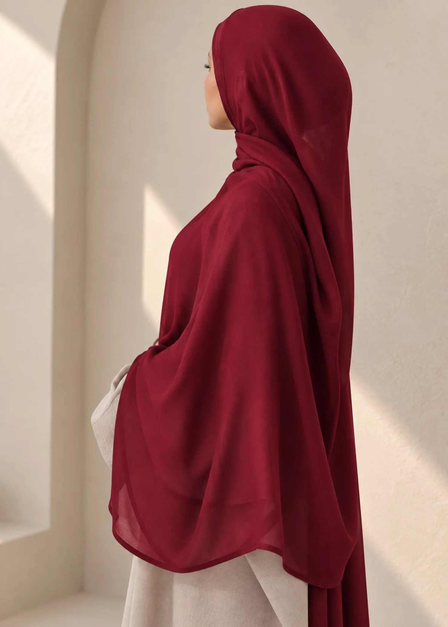 viscose modal Hijab in Berry red
