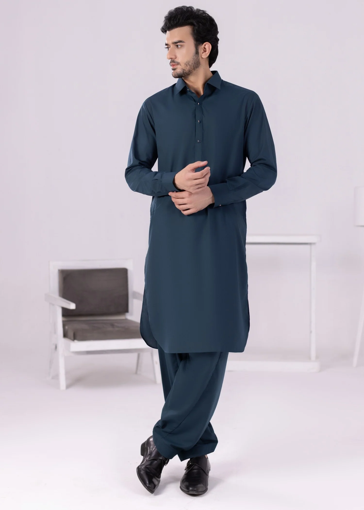 wash & wear Shalwar Kameez in Teal - view 2