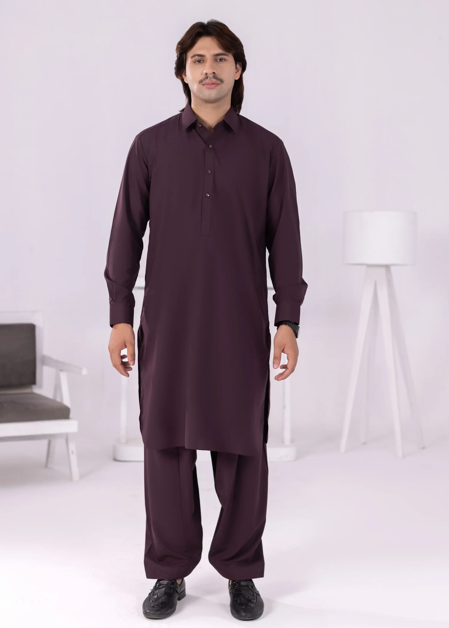 wash & wear Shalwar Kameez in Plum