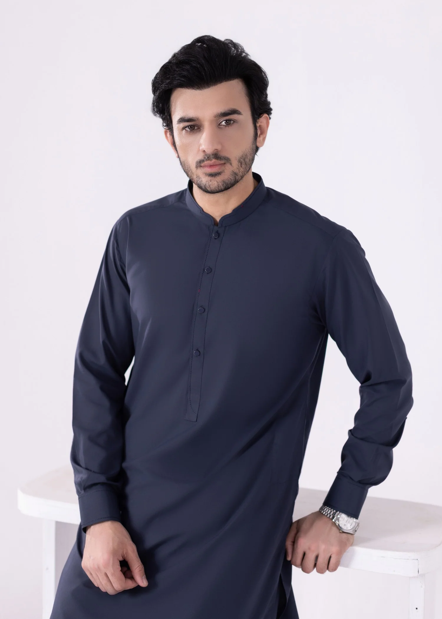 wash & wear Shalwar Kameez in Navy blue - view 2
