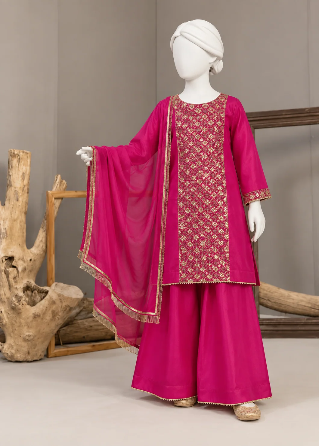 chiffon Sharara in Hot pink - view 3