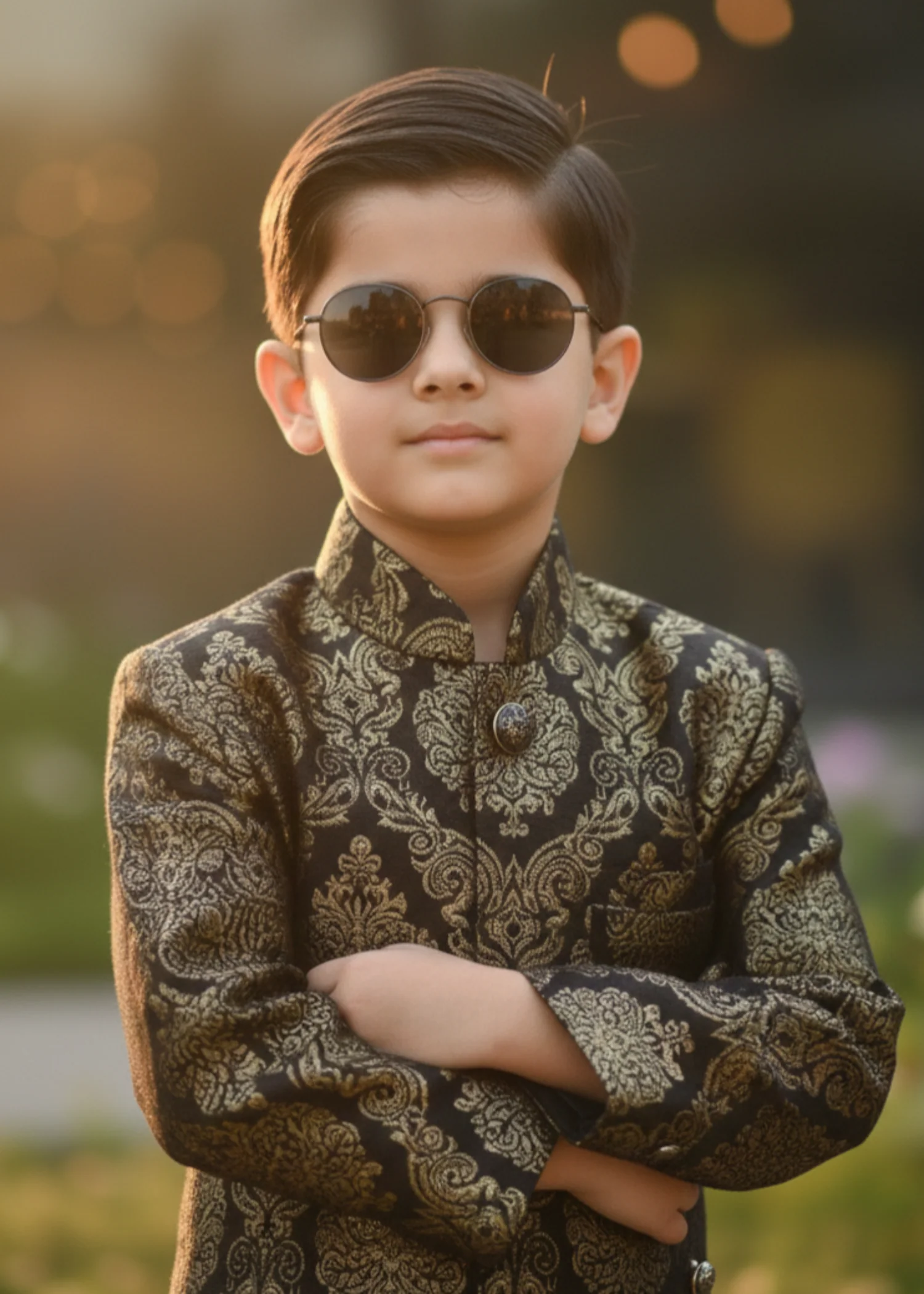 jamawar Sherwani in Black - view 6
