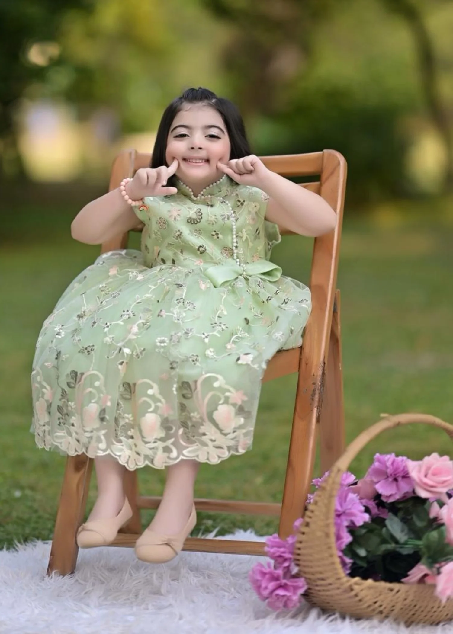 net Frock in Pistachio green - view 6