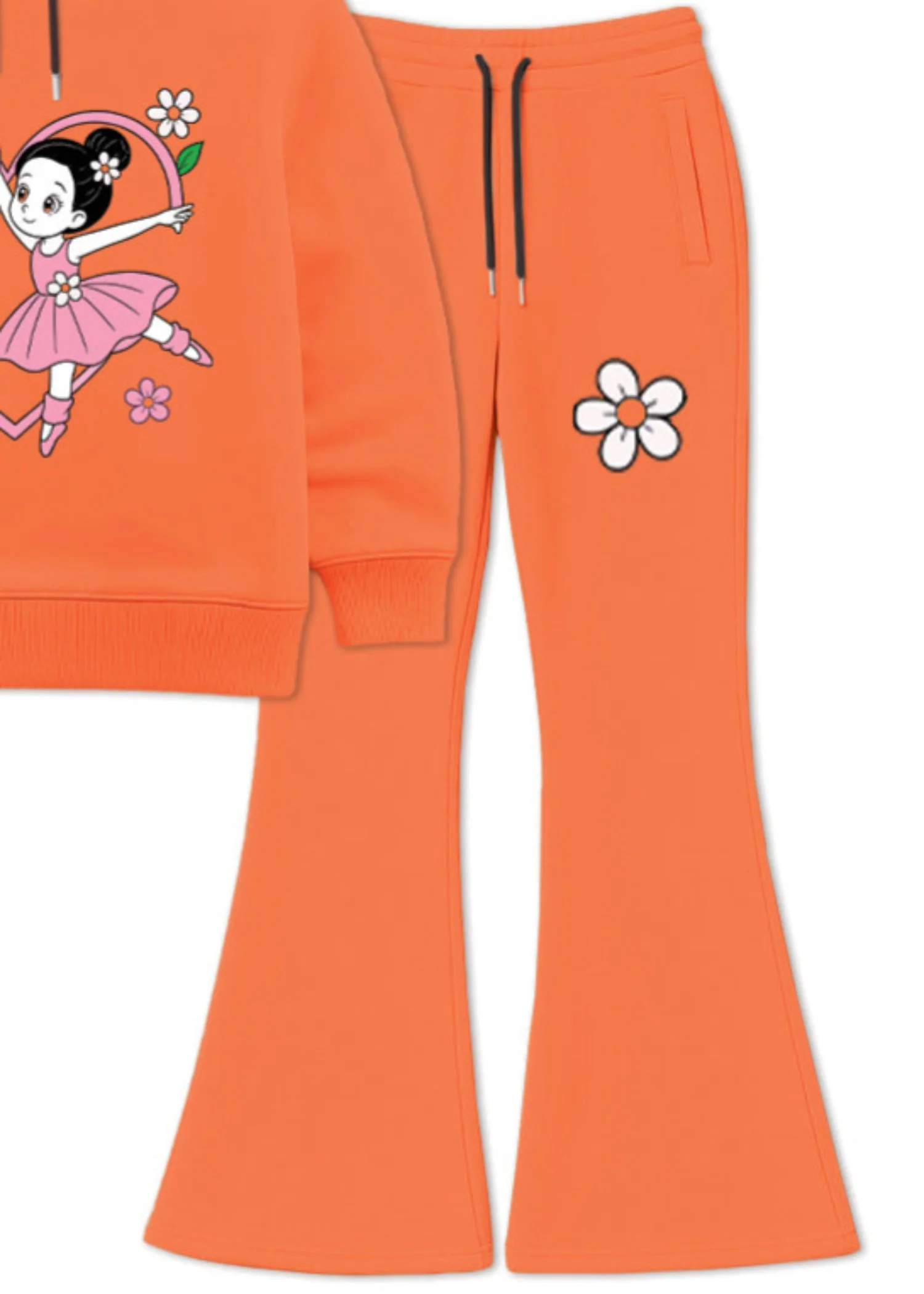 fleece Hoodie in Orange - view 3