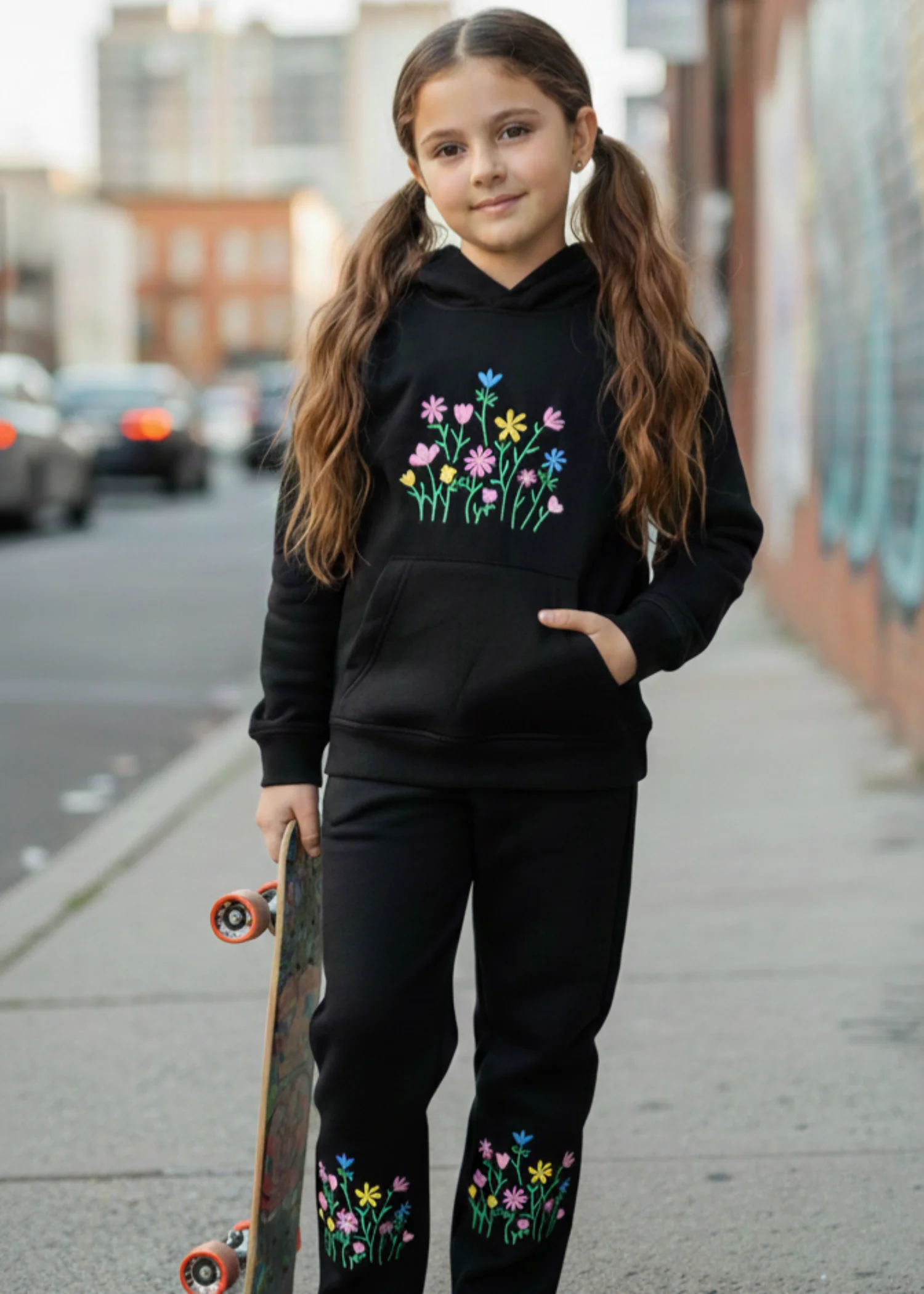 jersey knit Hoodie in Black - view 2