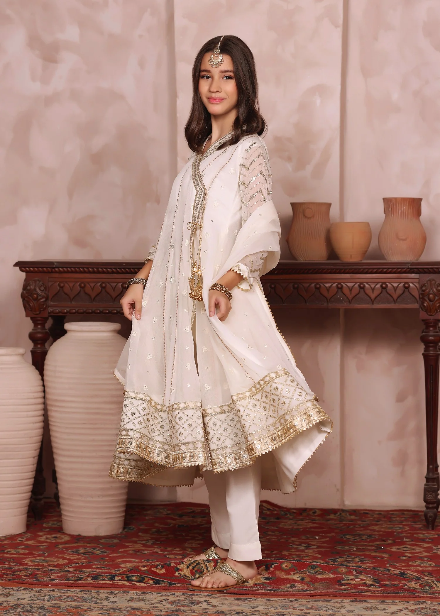 chiffon Angrakha in Off-white - view 5