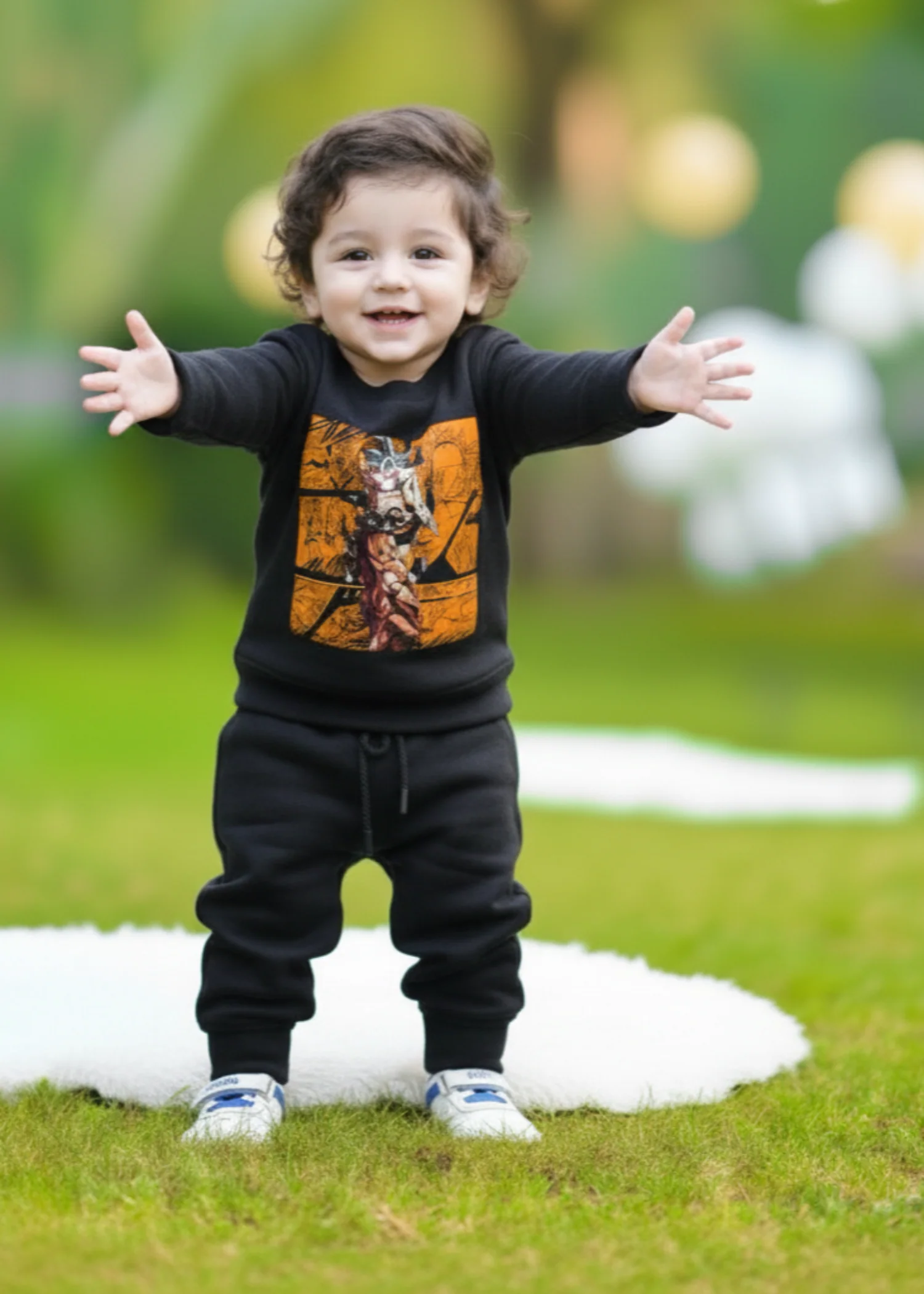 fleece Tracksuit in Black - view 2