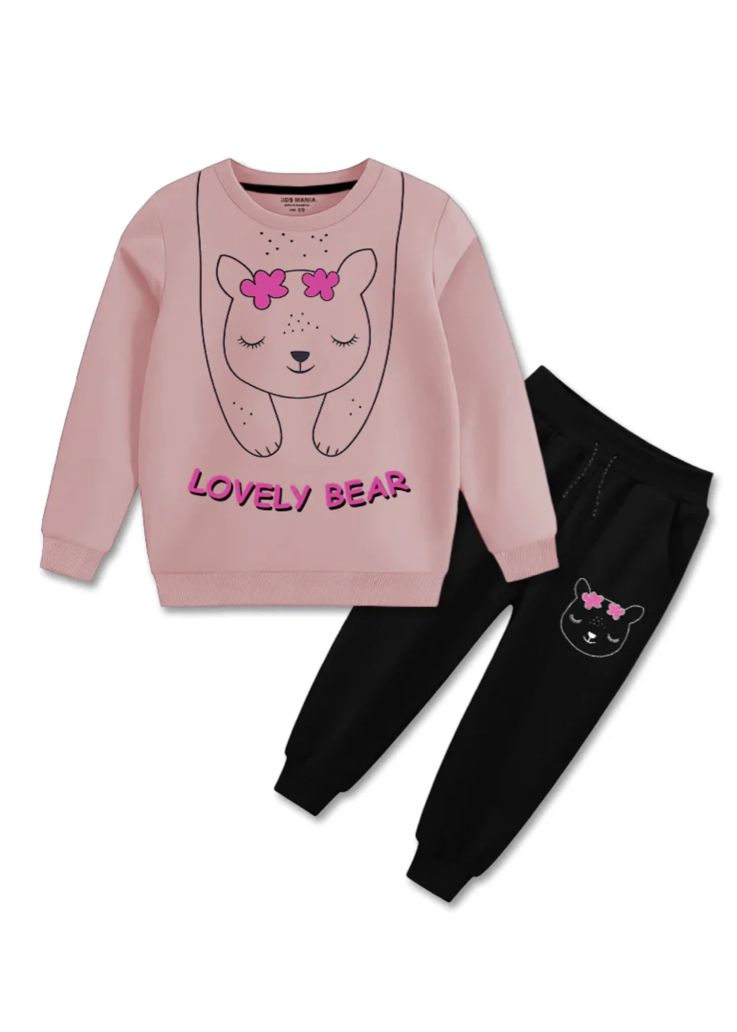 fleece Sweatshirt in Black, light pink
