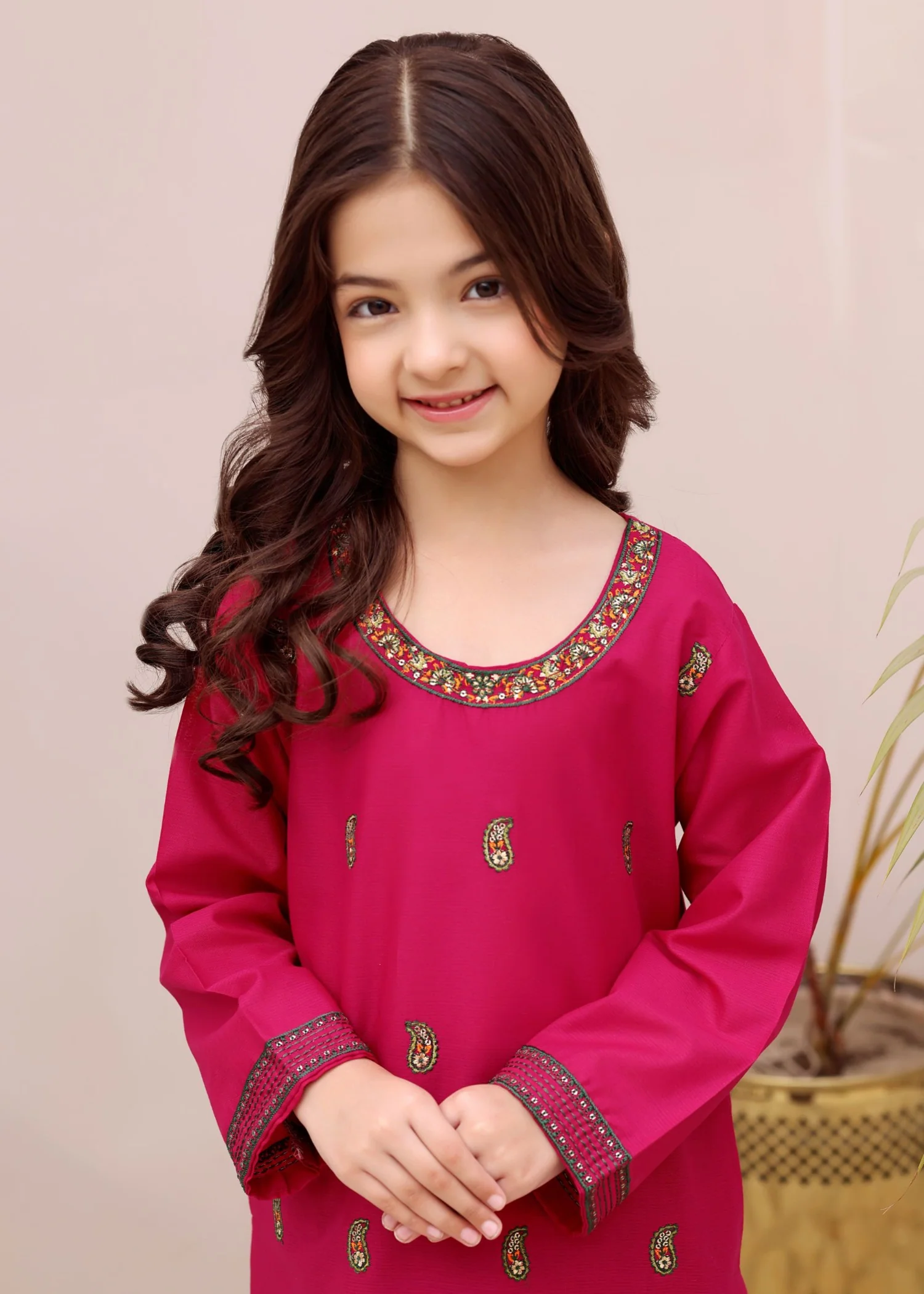cotton Kurta Set in Pink - view 4