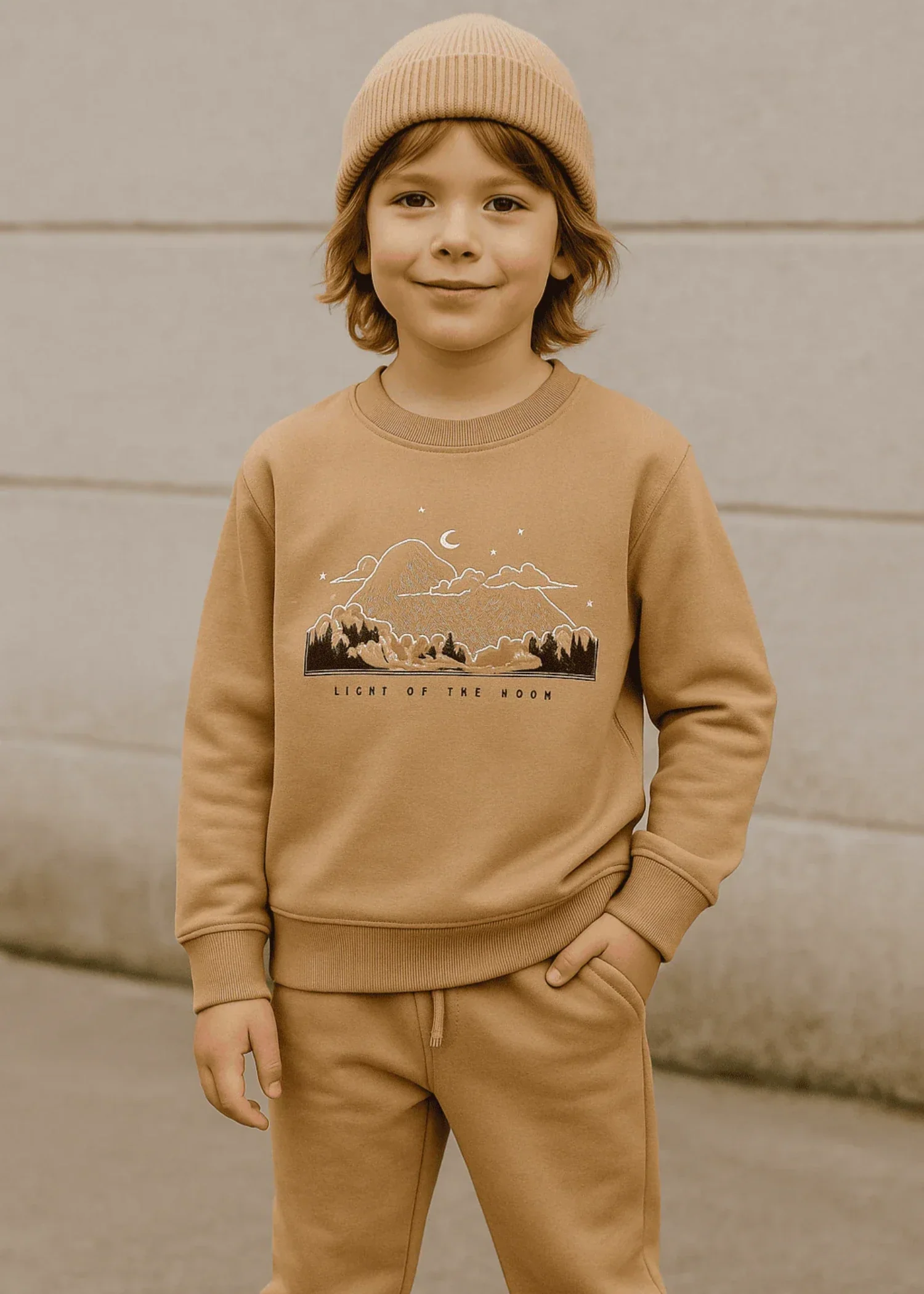 fleece Tracksuit in Camel brown