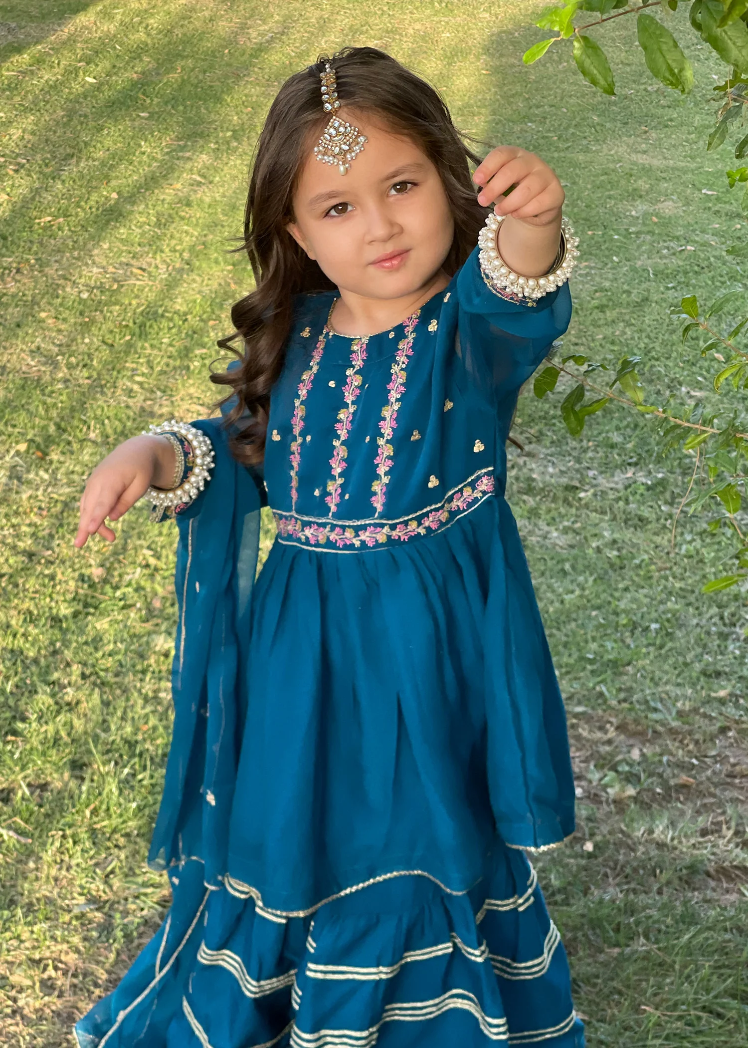 chiffon Gharara in Blue - view 5