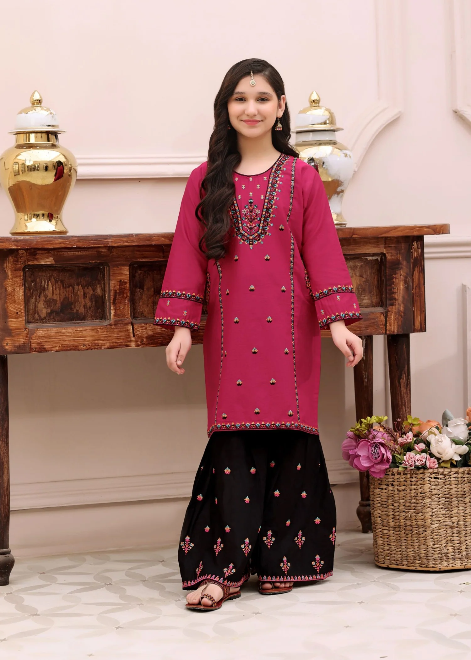 cotton Gharara in Pink