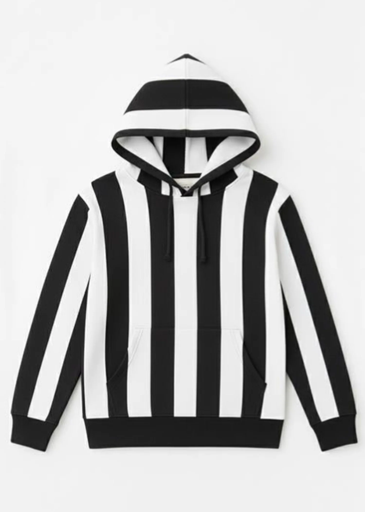 fleece Hoodie in Black, white