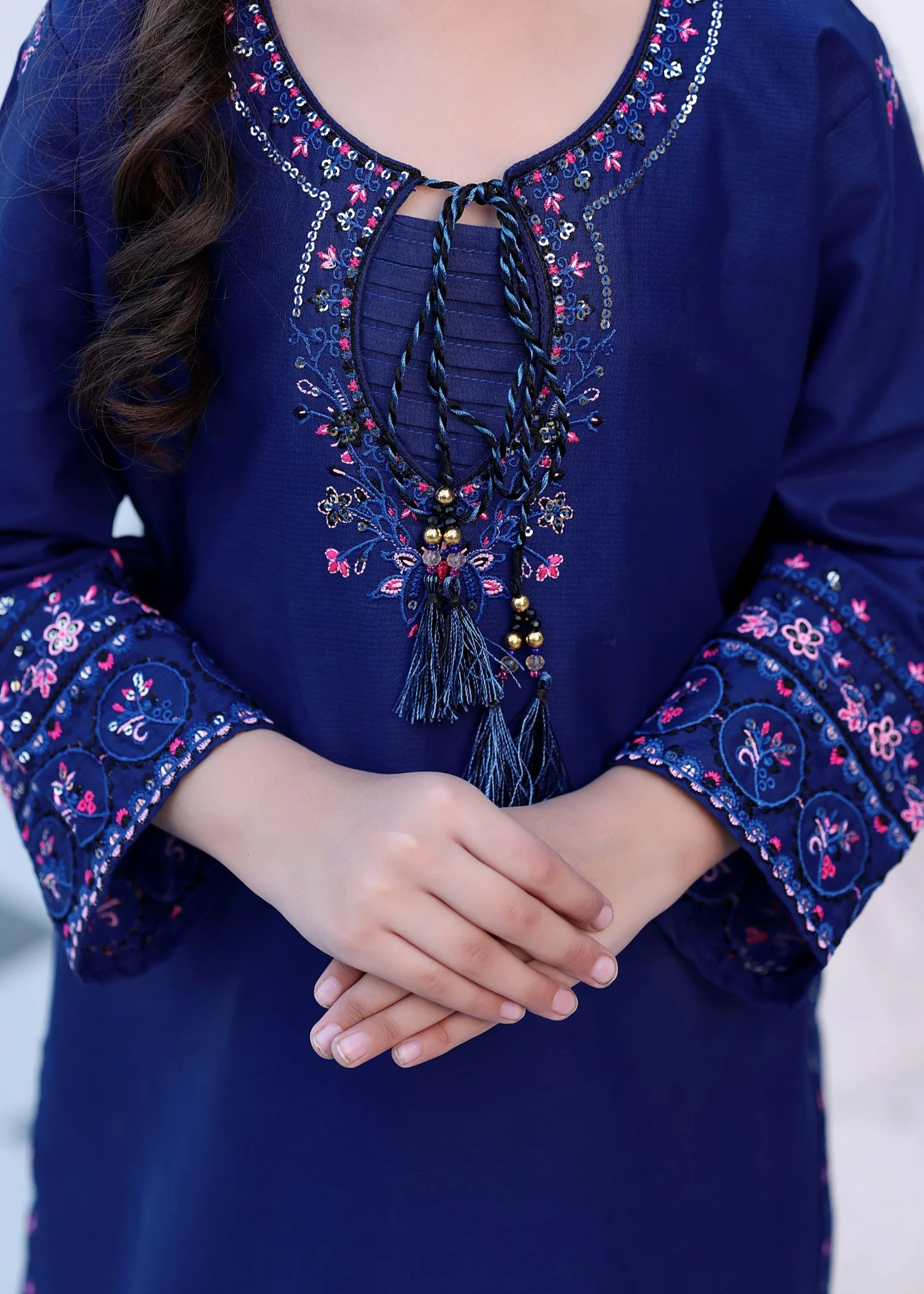 cotton Kurta Set in Dark blue - view 5