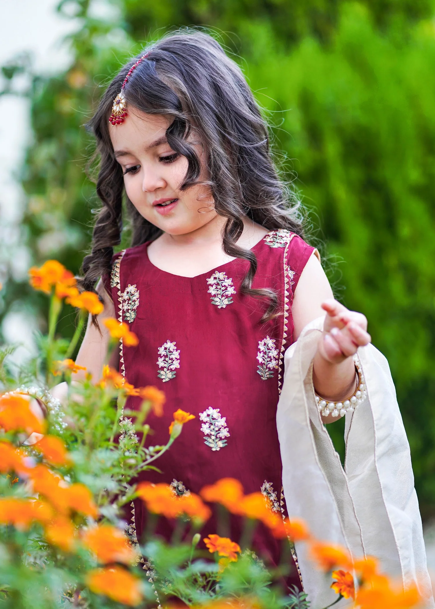 chiffon Gharara in Maroon - view 5