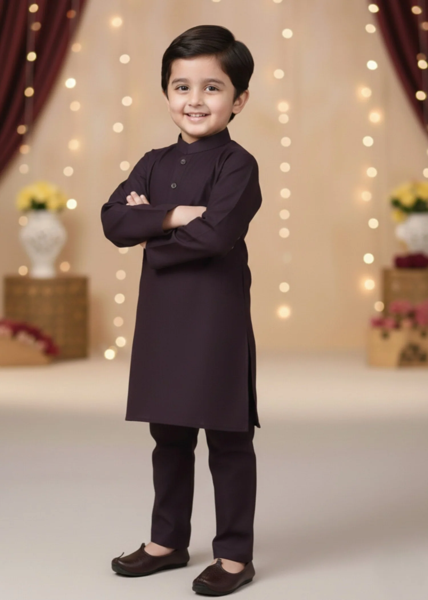 wash & wear Kurta Set in Coffee brown - view 6