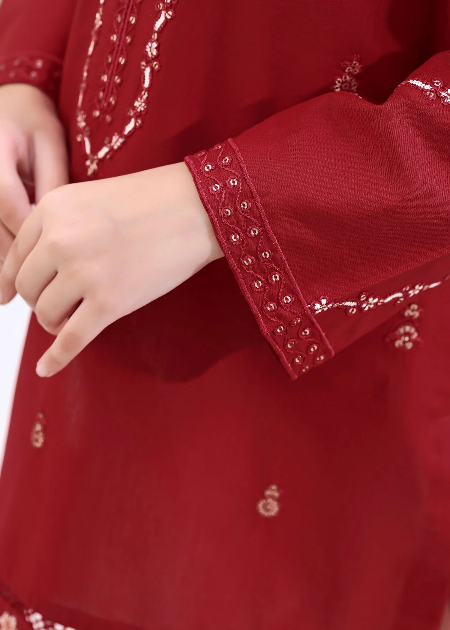 lawn Kurta Set in Red - view 8