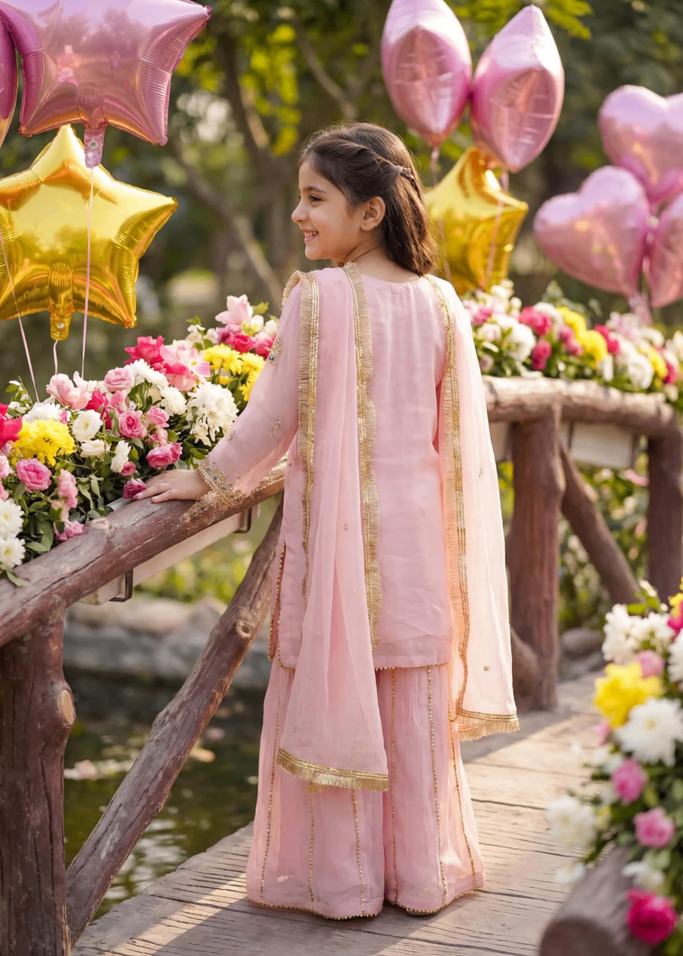 chiffon Sharara in Baby pink - view 3