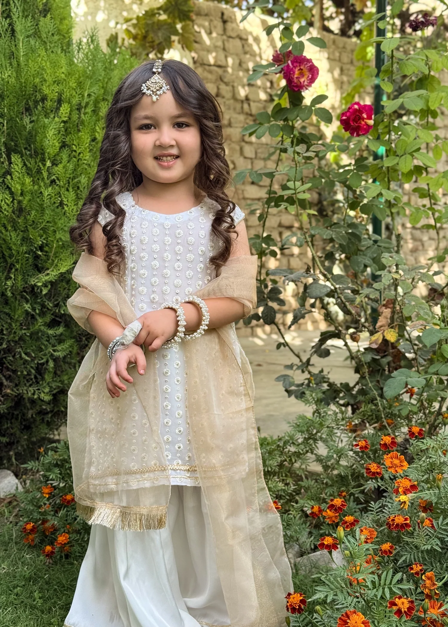 crinkle chiffon Gharara in Eggshell - chiffon gharara at ShoplyHub