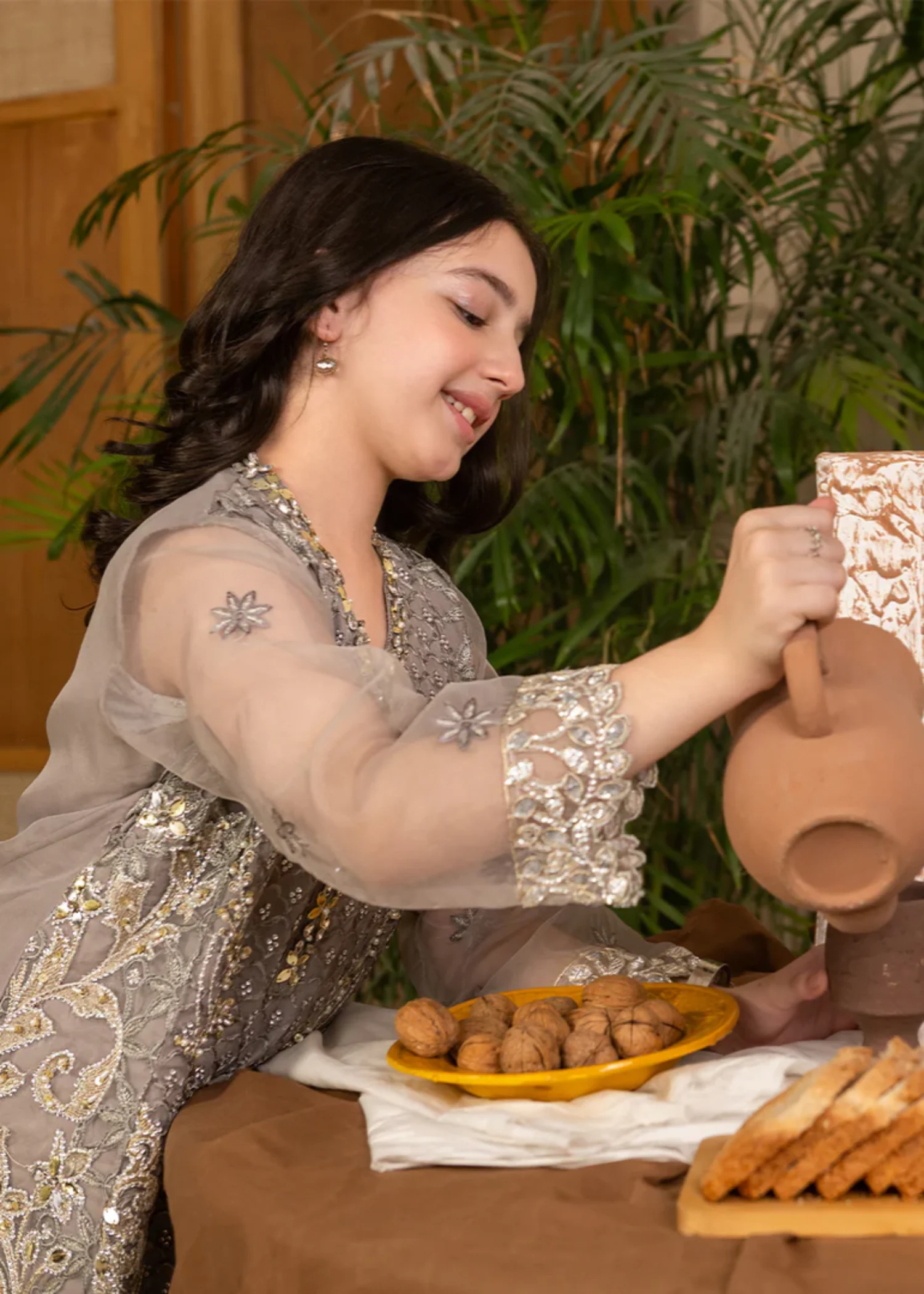 organza Gharara in Grey - view 4