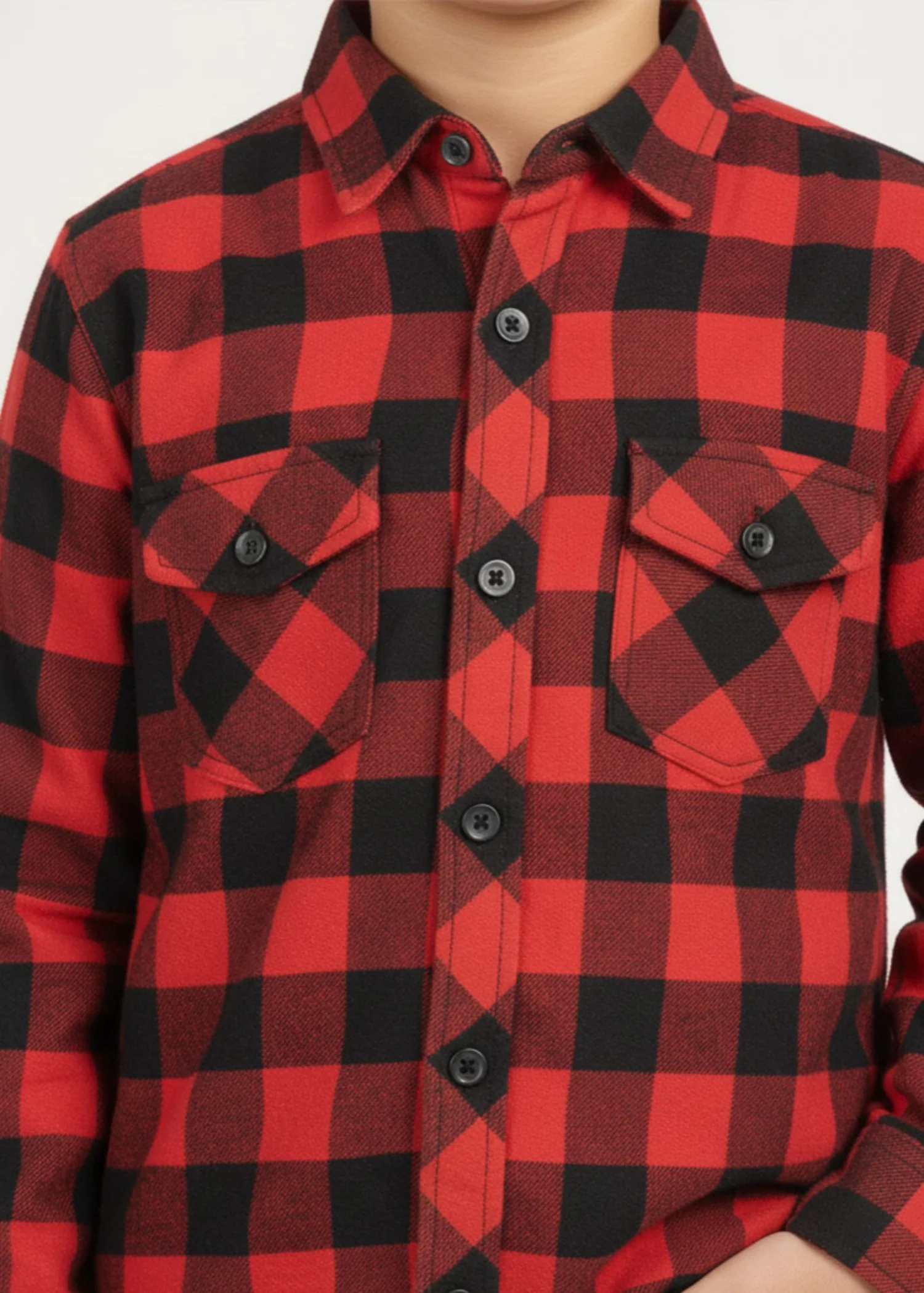flannel Casual Shirt in Black, cardinal red - view 2