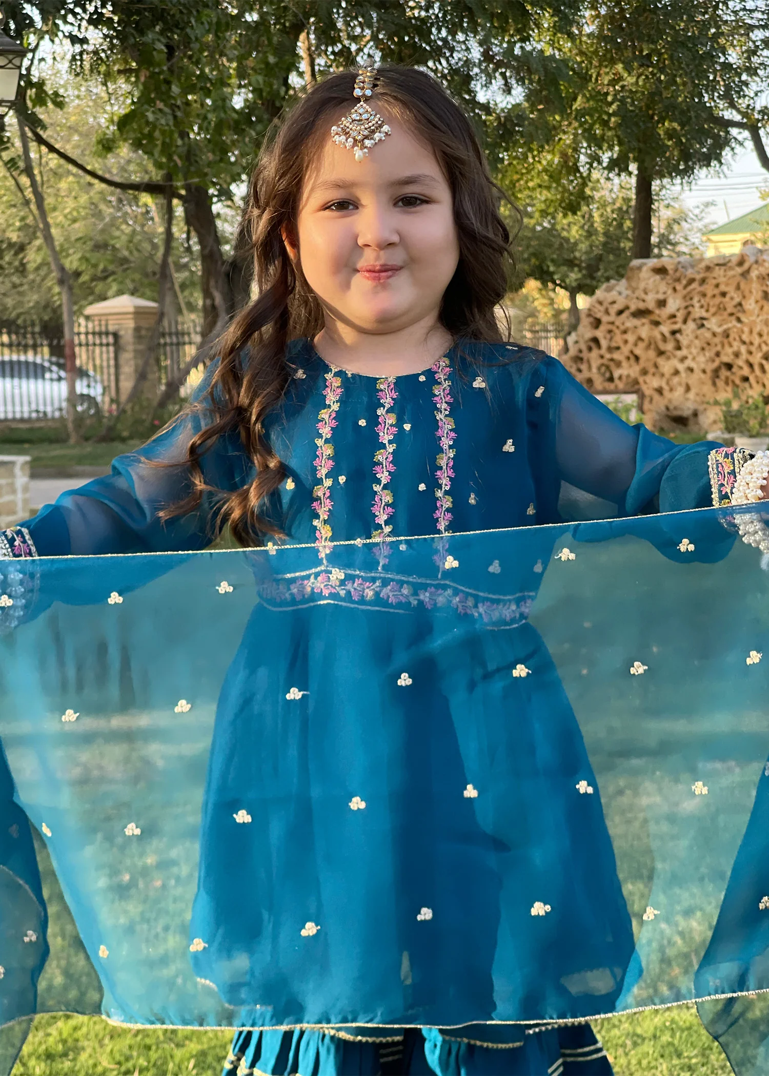 chiffon Gharara in Blue - view 6