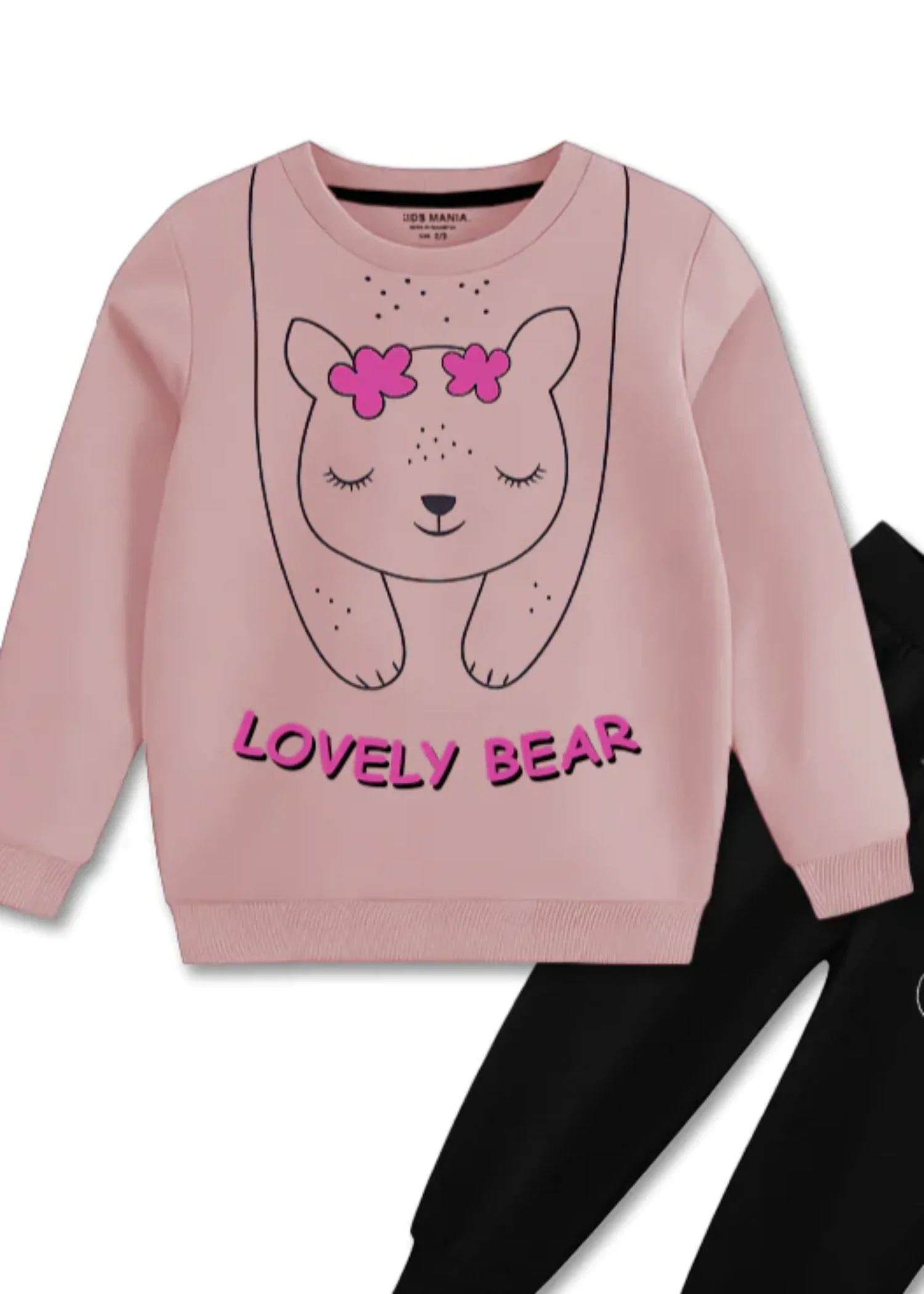 fleece Sweatshirt in Black, light pink - view 2