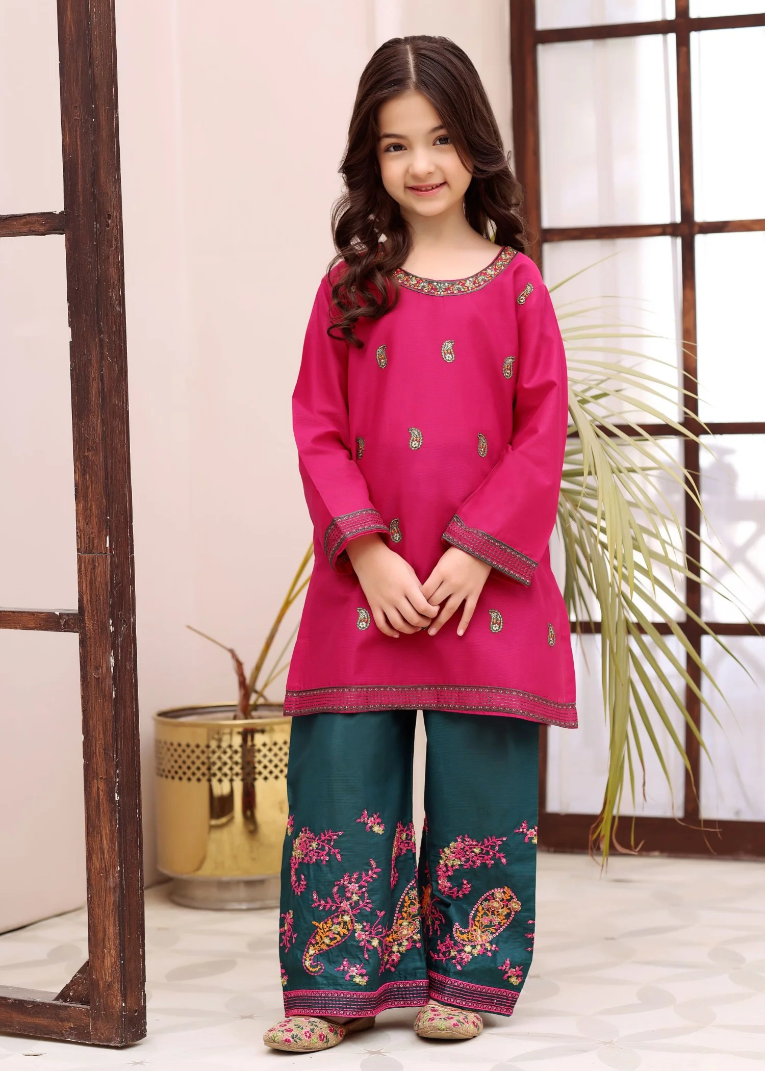 cotton Kurta Set in Pink - view 2