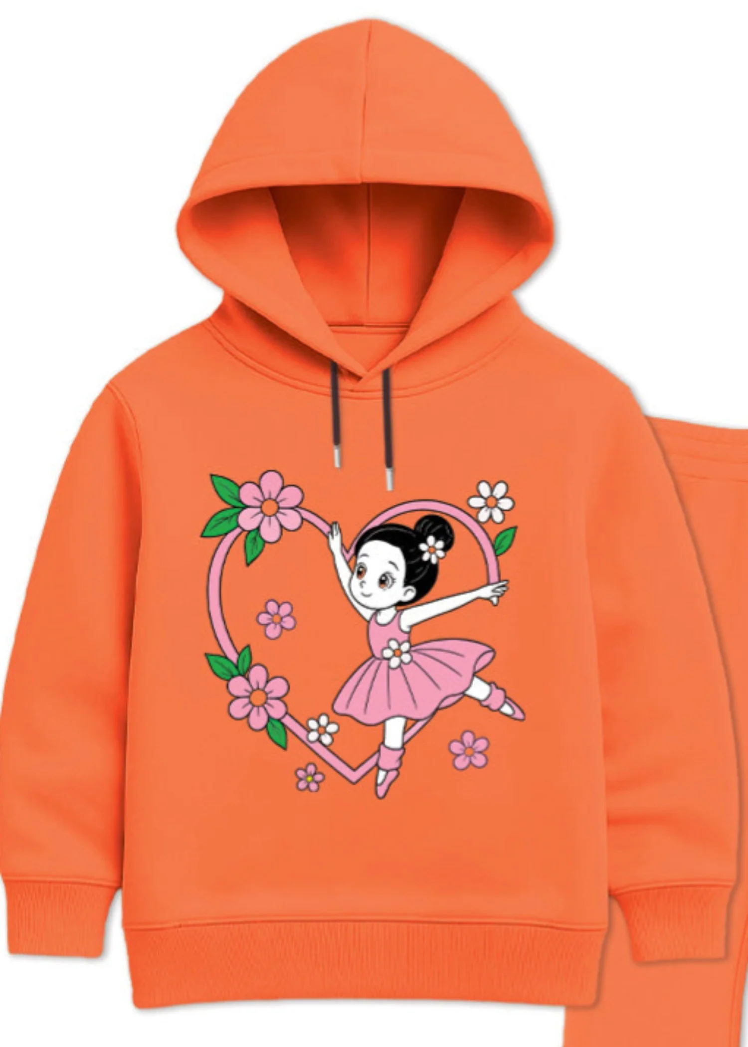 fleece Hoodie in Orange - view 2