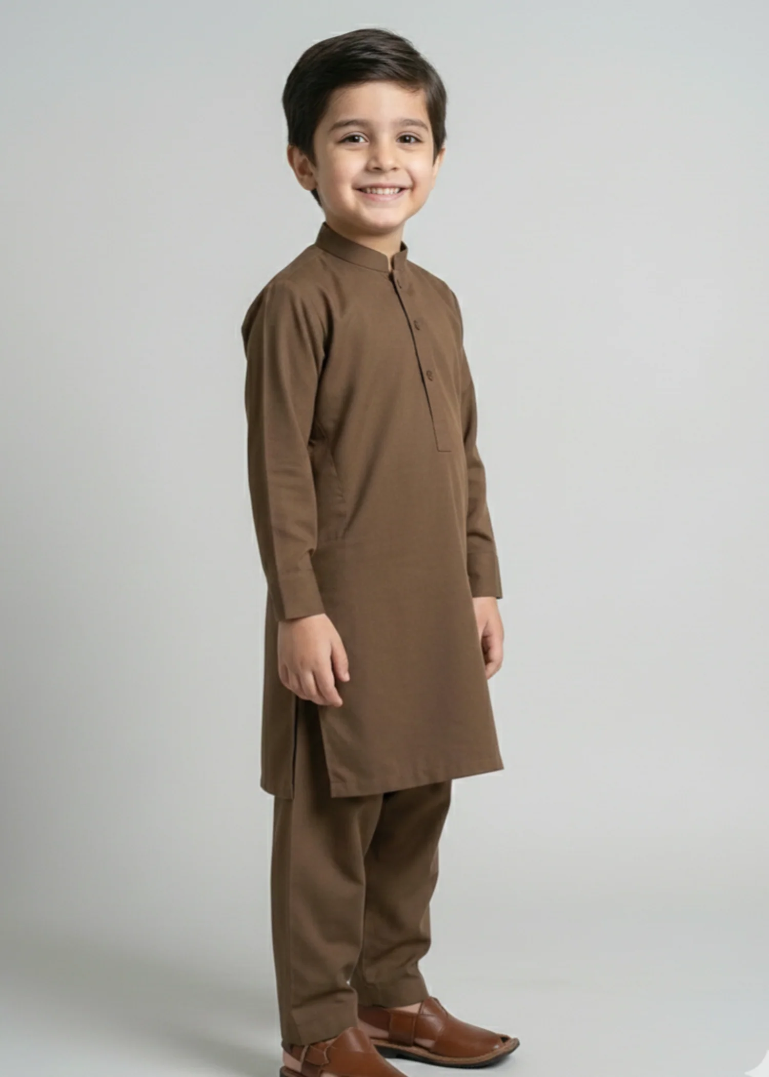 wash & wear Kurta Set in Brown - view 3