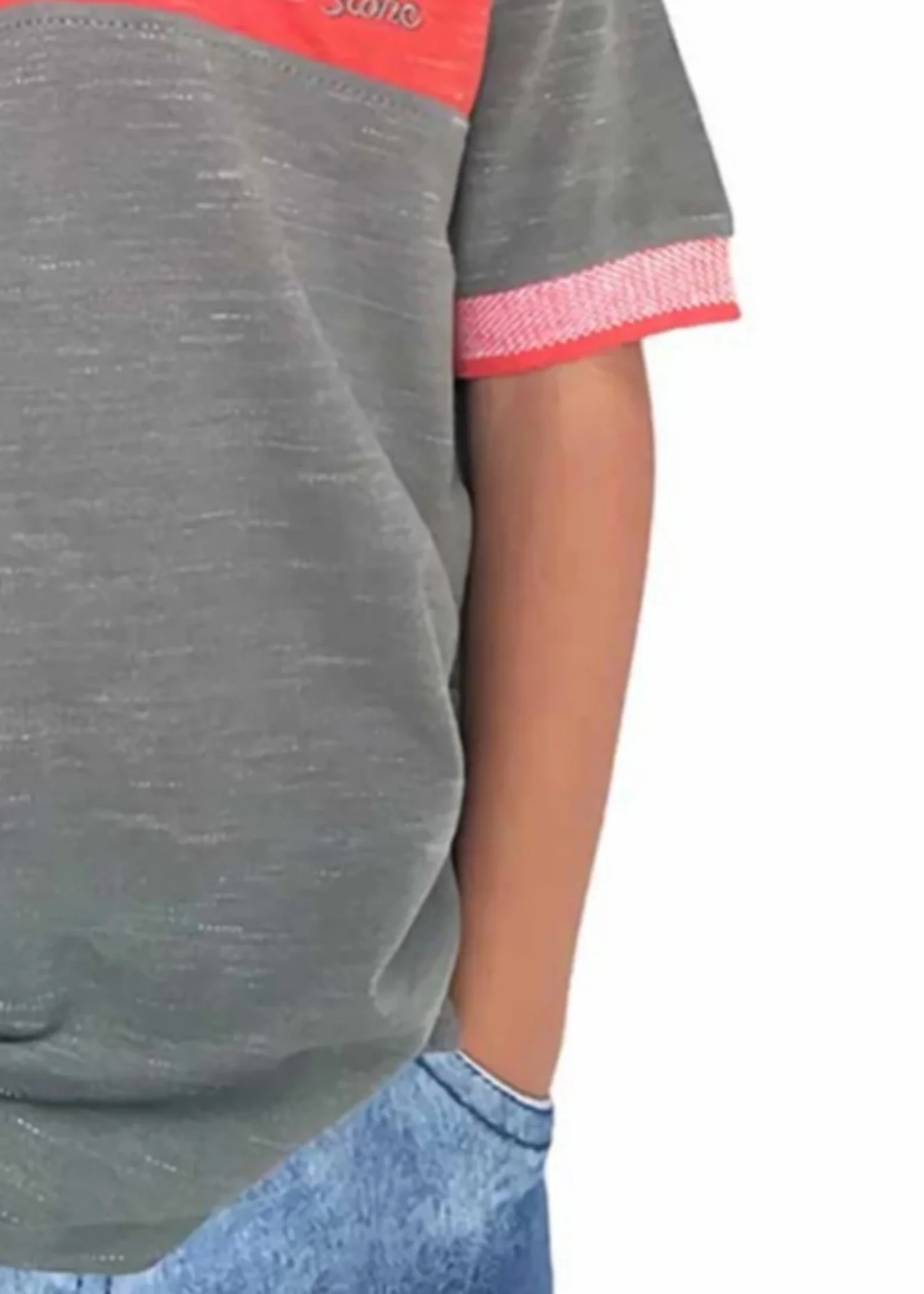 cotton Polo Shirt in Green, orange - view 3