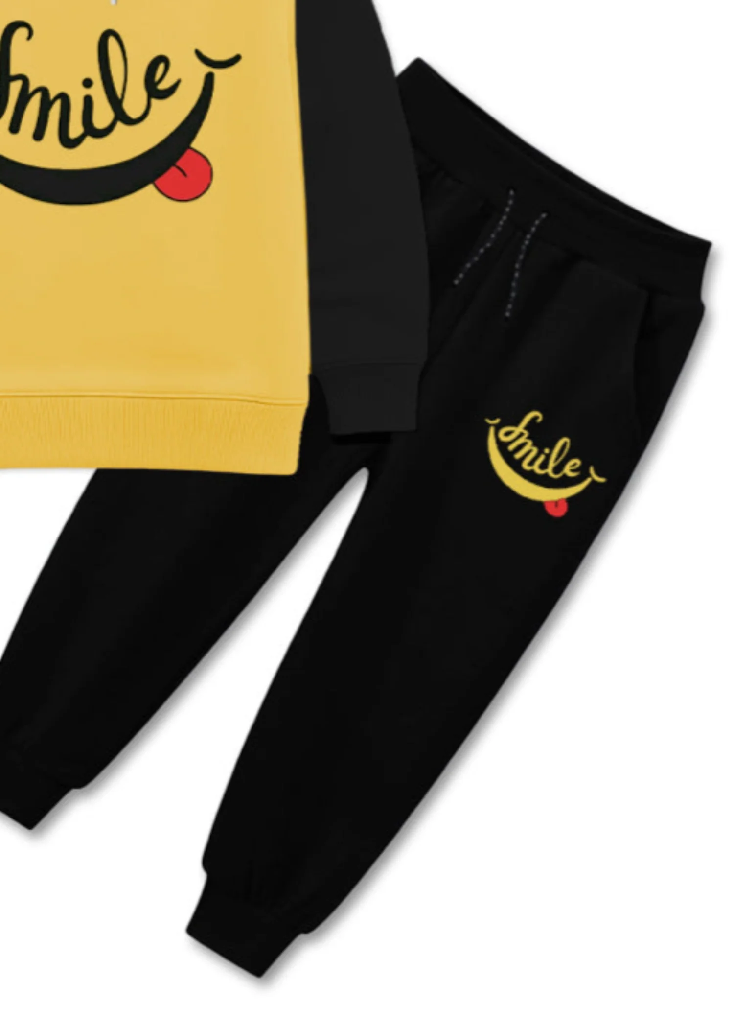 fleece Tracksuit in Black, yellow - view 3