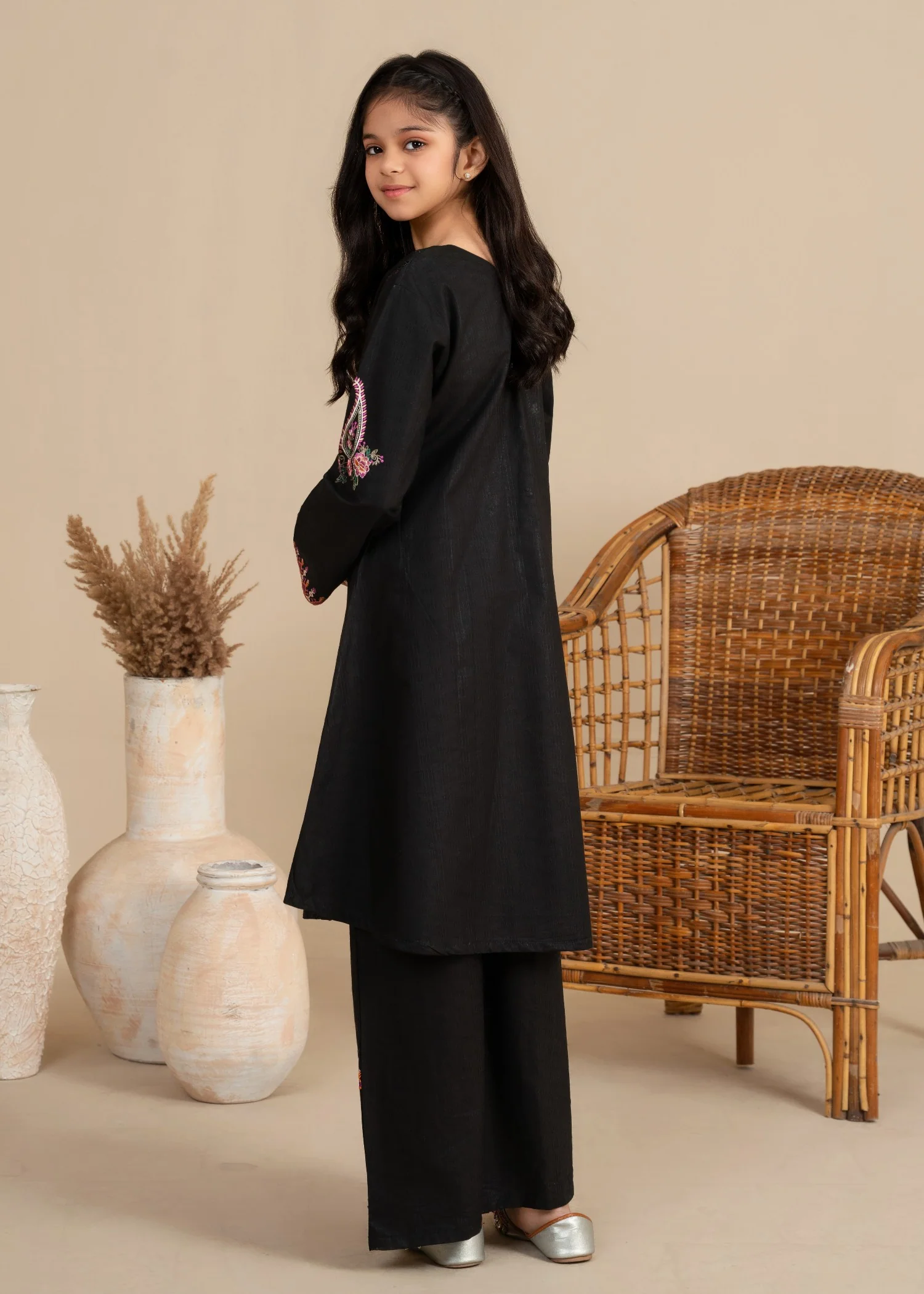 lawn cotton Short Frock in Black - view 7