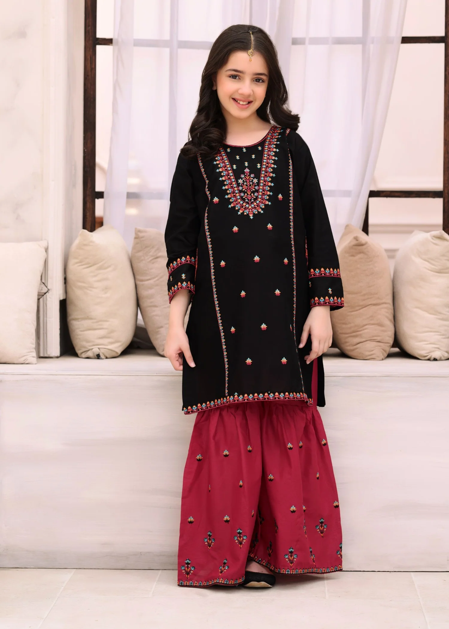 cotton Gharara in Black