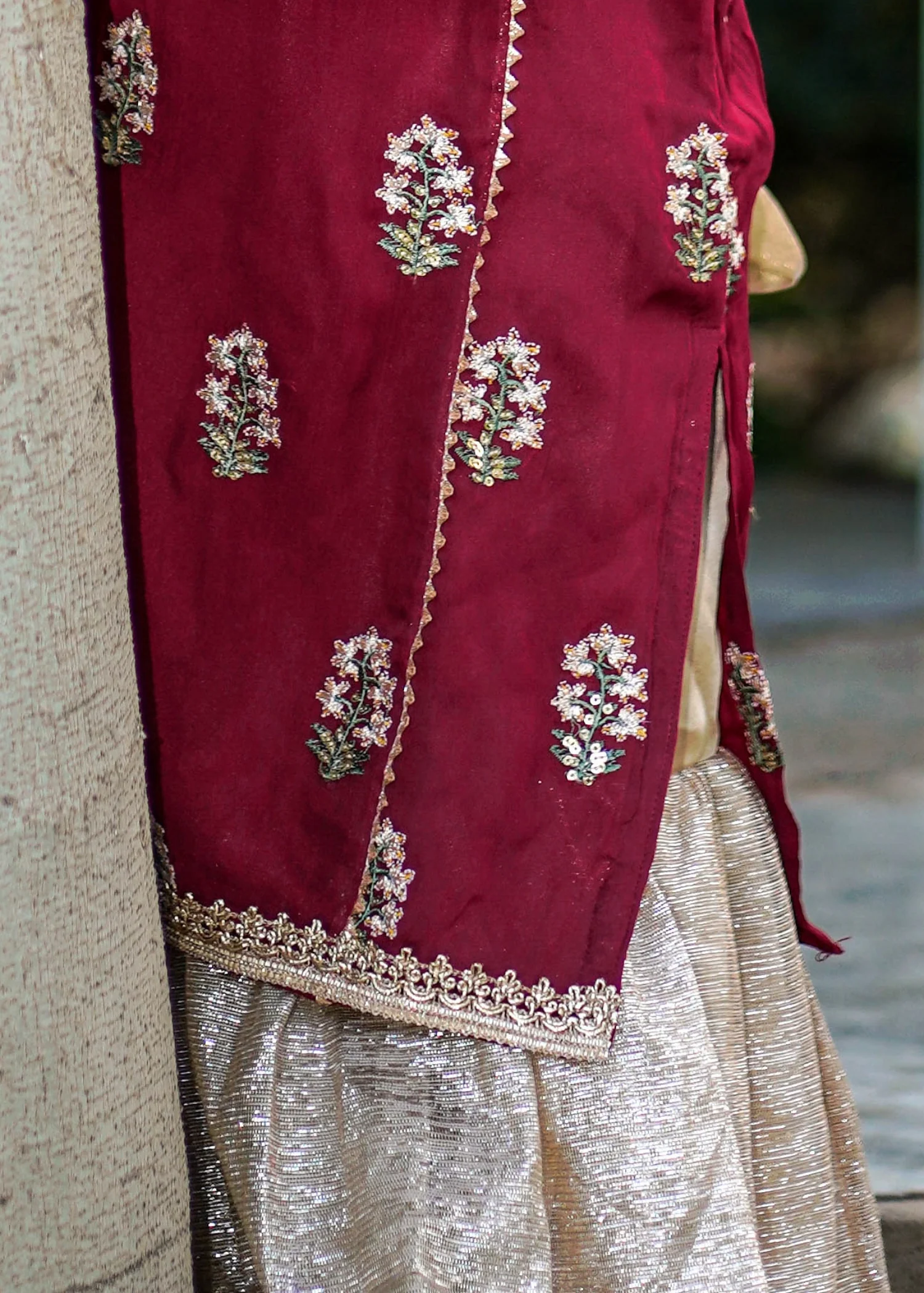 chiffon Gharara in Maroon - view 2