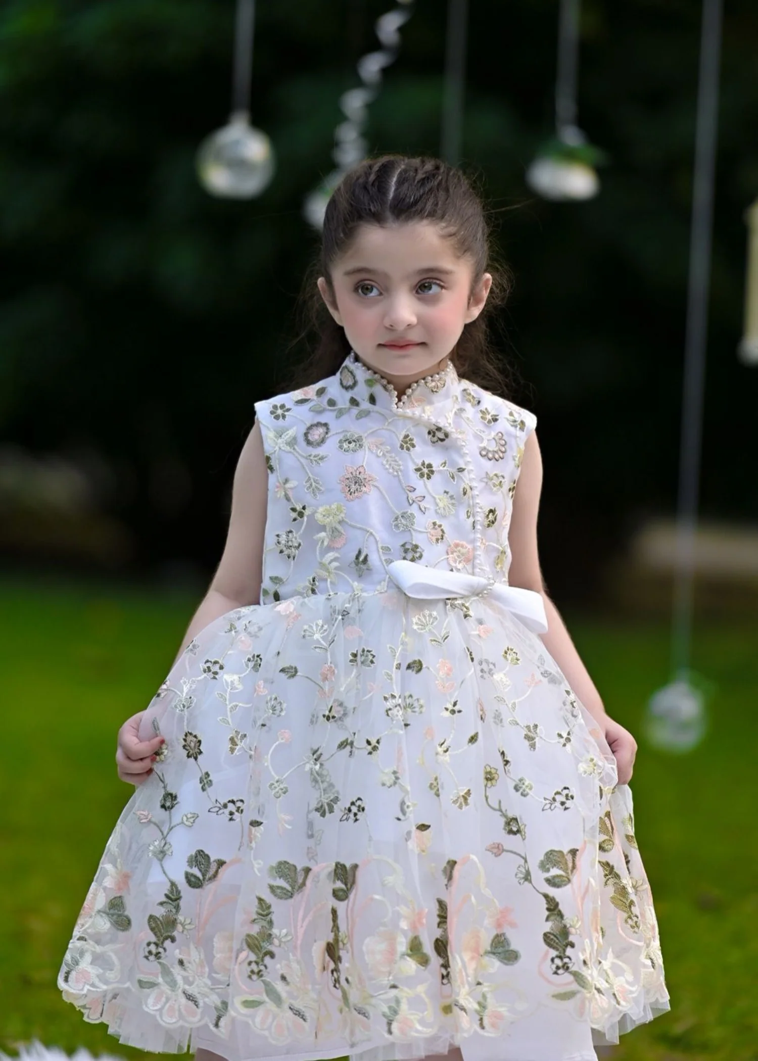net Frock in White