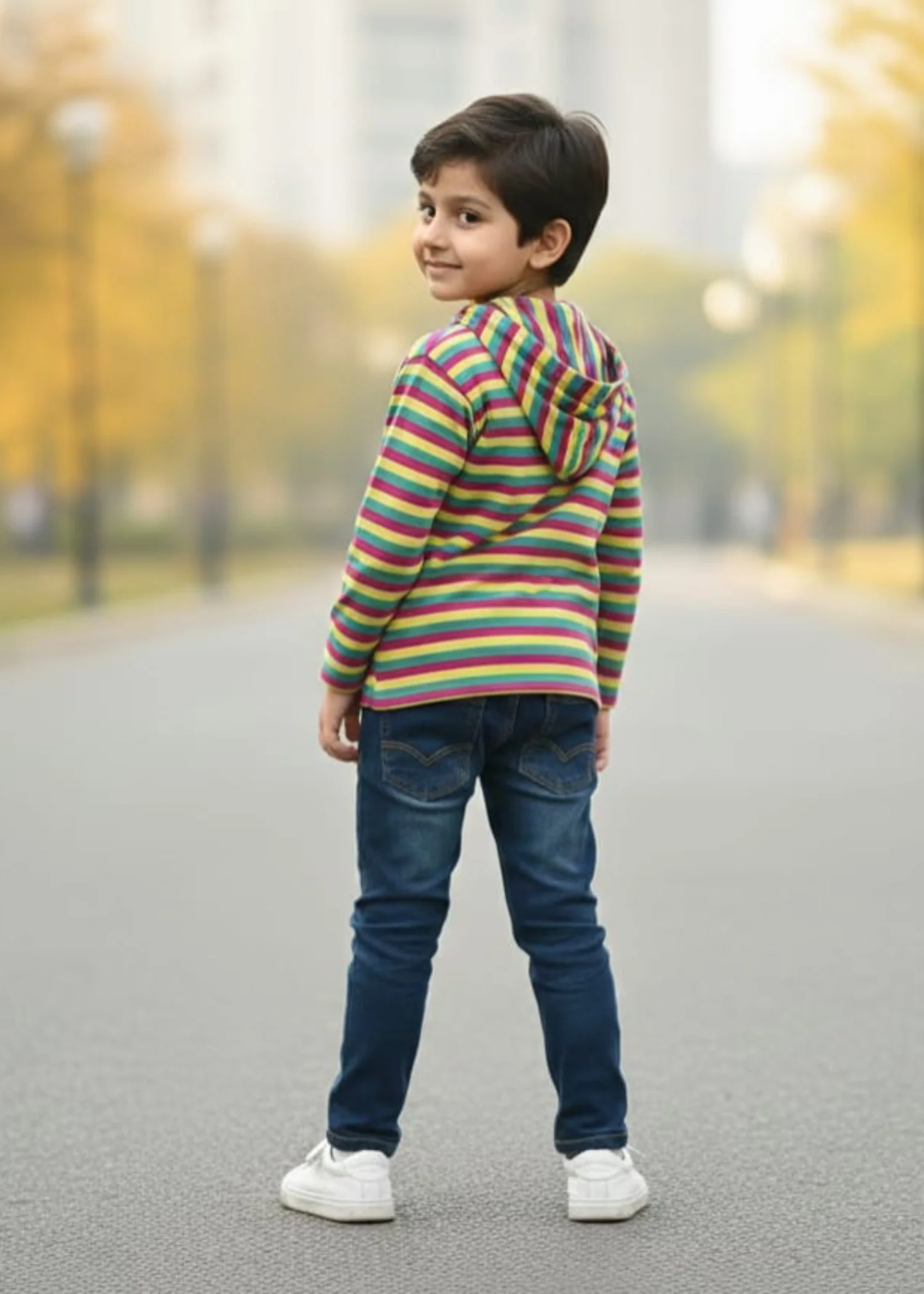 fleece Hoodie in Multi - view 2