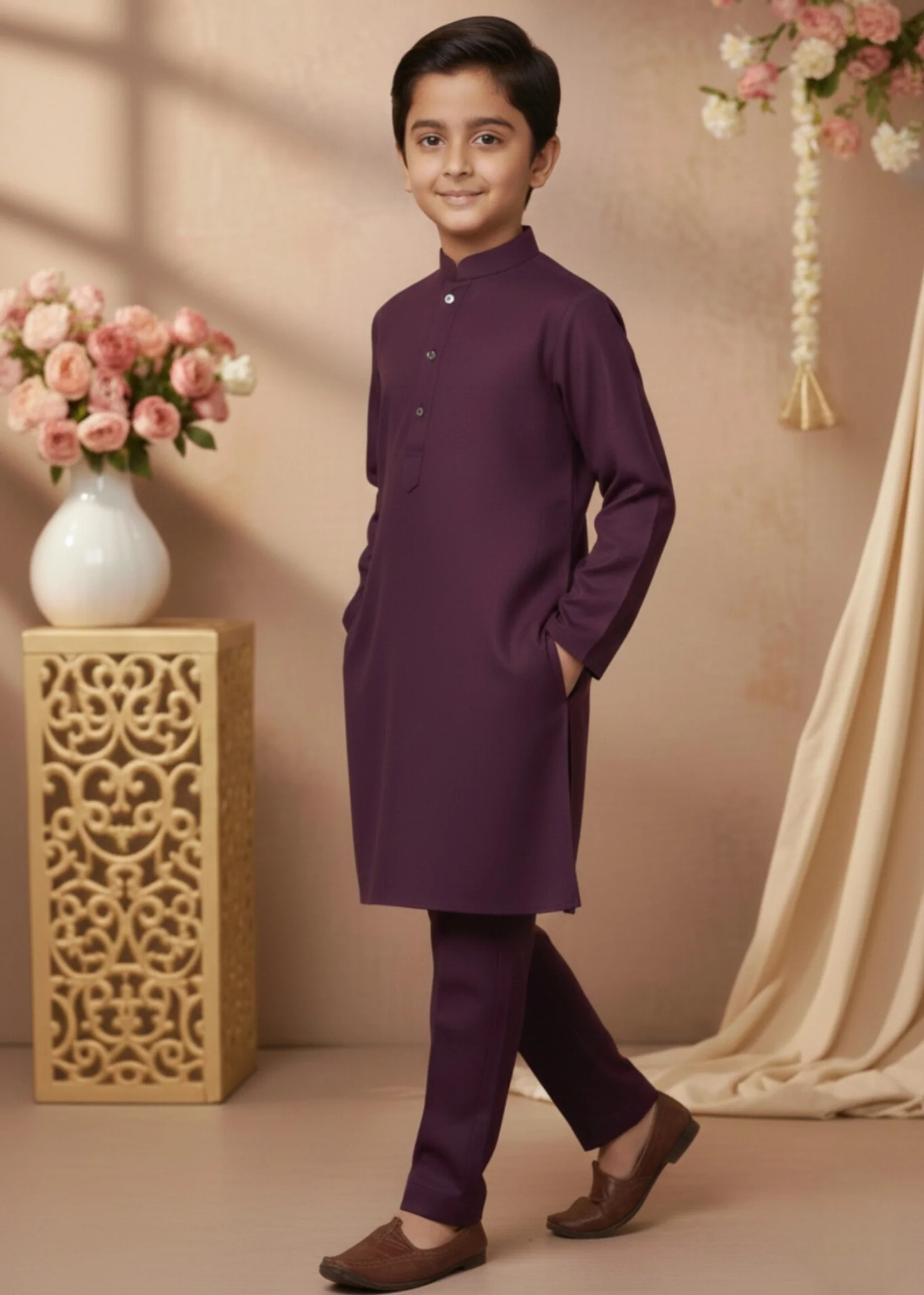 wash & wear Kurta Set in Deep purple