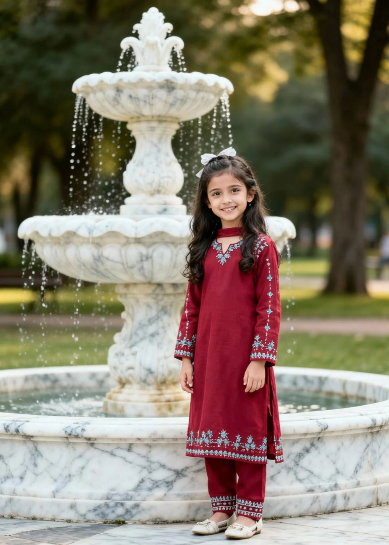 cotton Kurta Set in Brick red - view 8