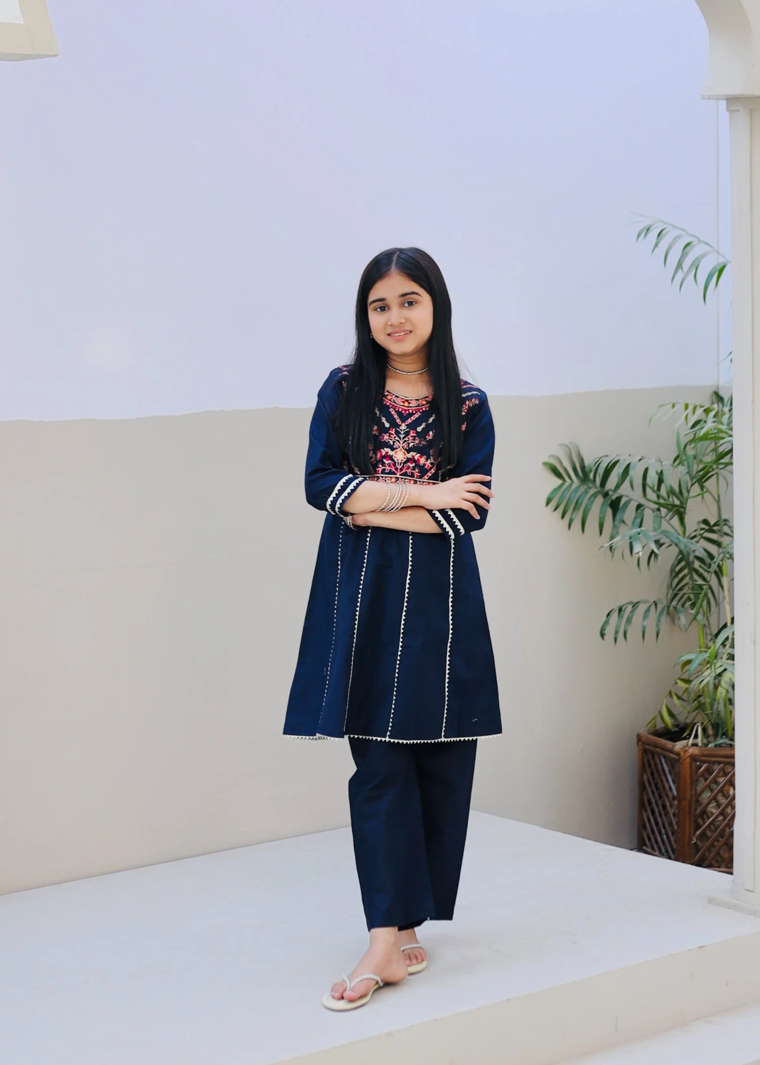 cotton Short Frock in Navy blue - view 7