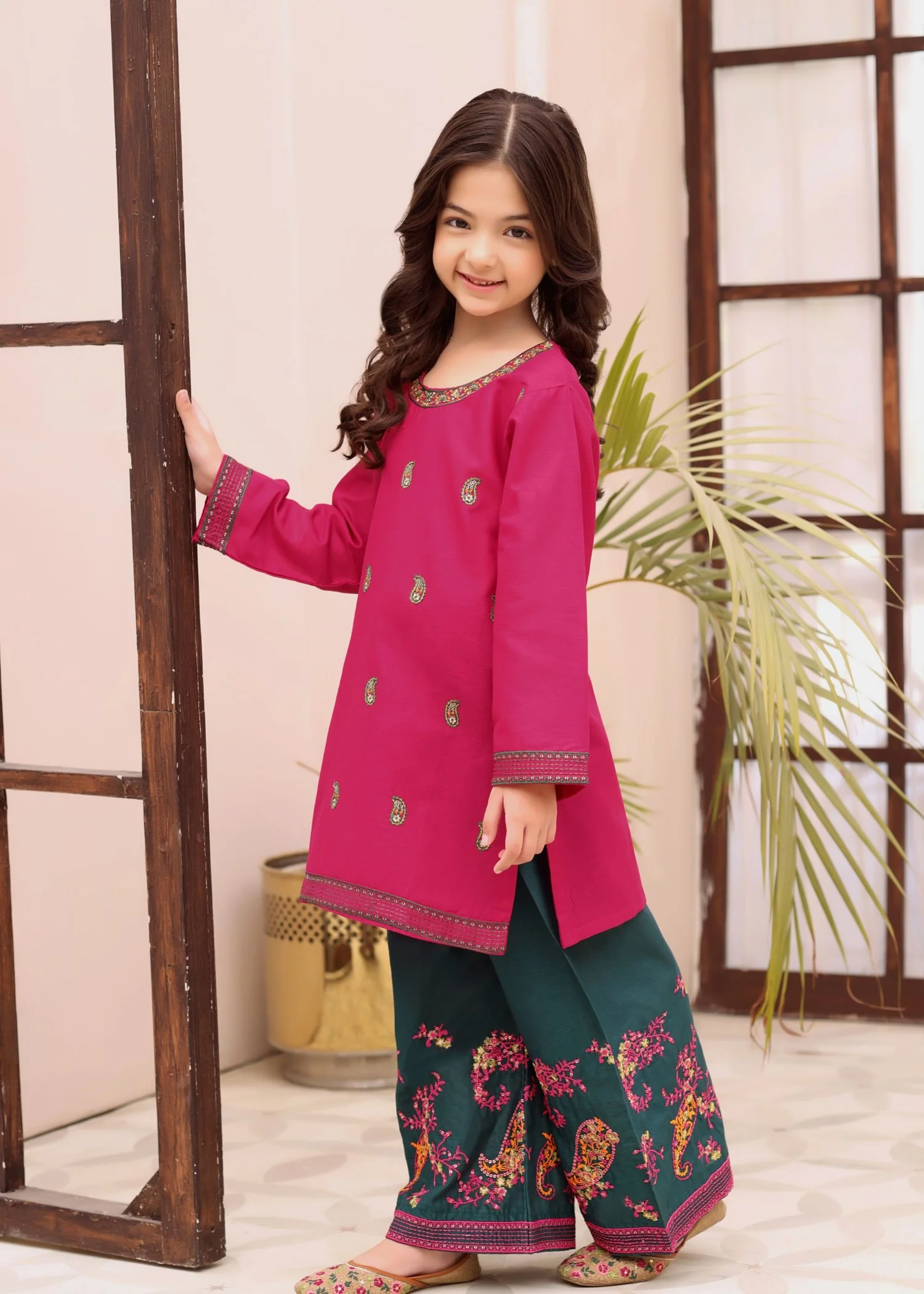 cotton Kurta Set in Pink - view 3