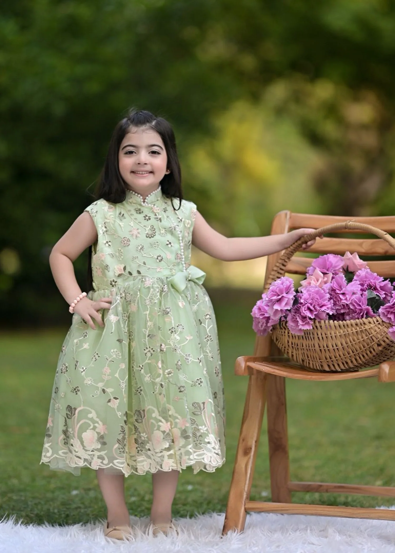 net Frock in Pistachio green - view 3