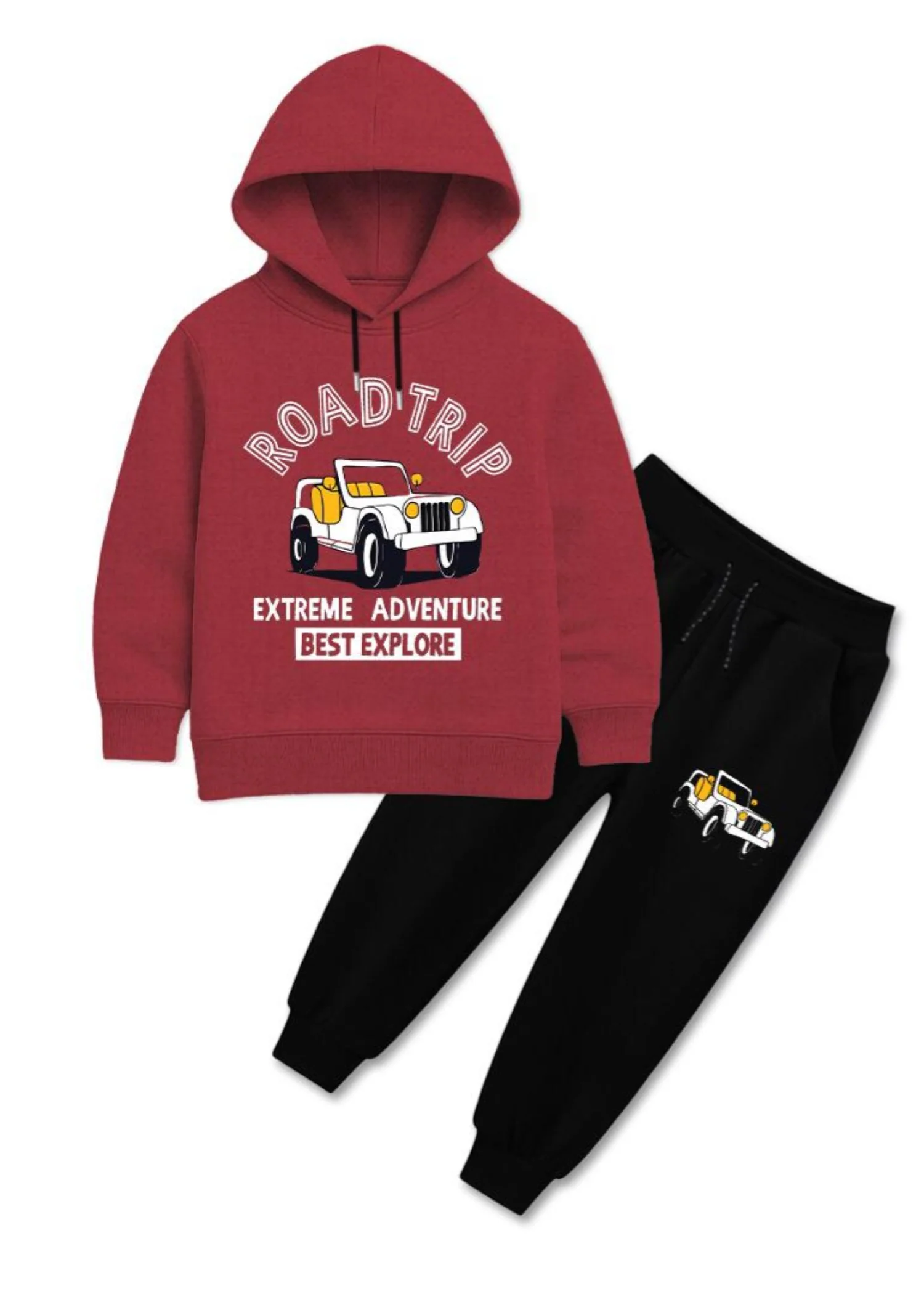 fleece Tracksuit in Black, persian red - view 4