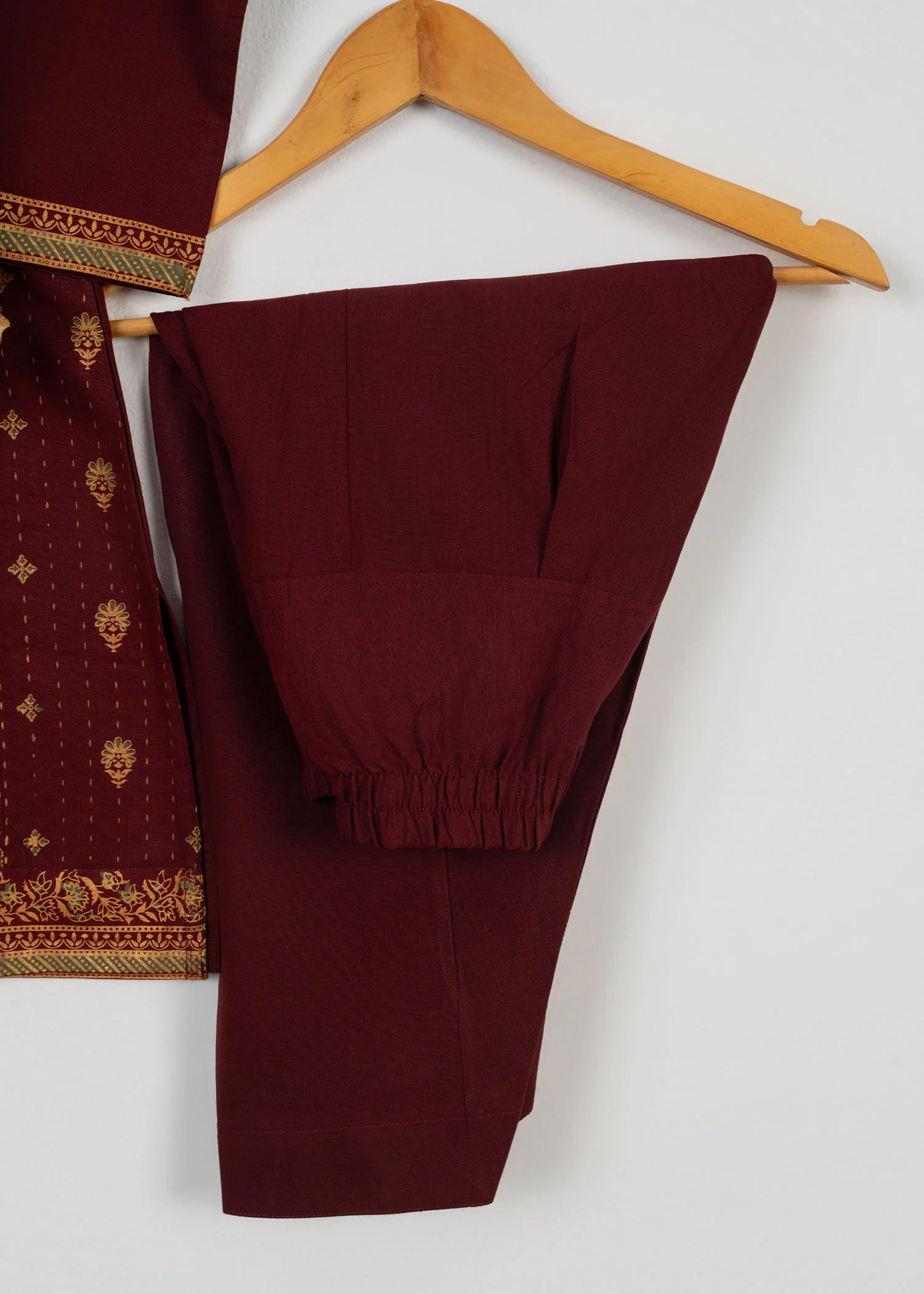 khaddar Kurta Set in Maroon - view 4