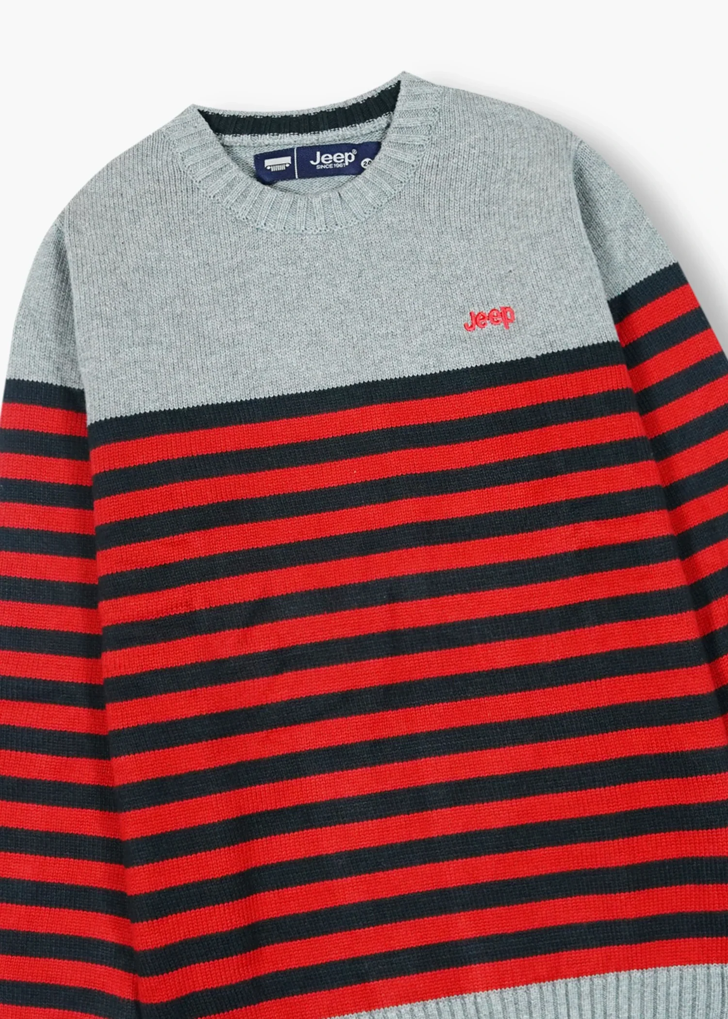 cotton Sweater in Grey, red - view 2
